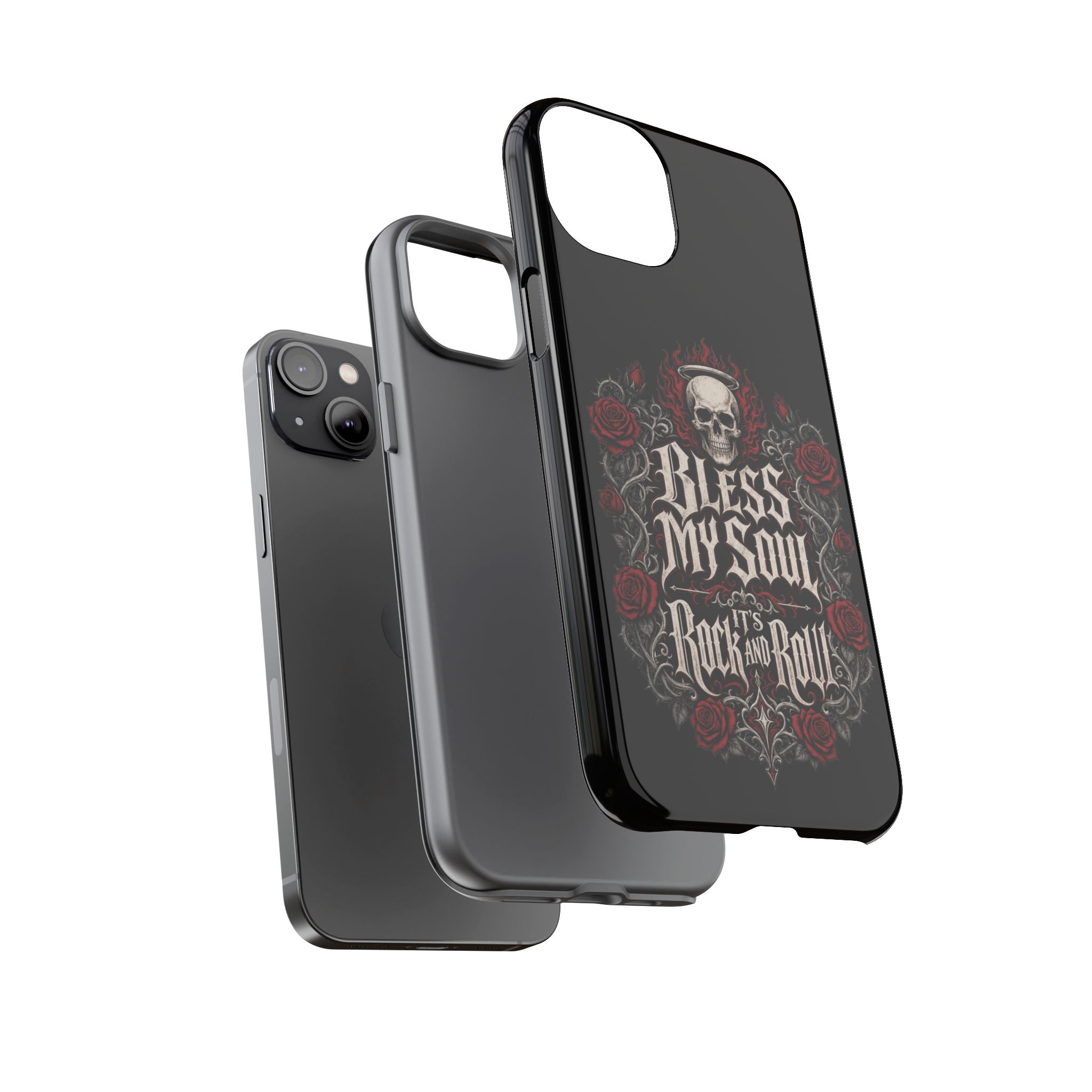 Bless My Soul Rock and Roll Phone Case — Gothic Skull & Roses Tough Case