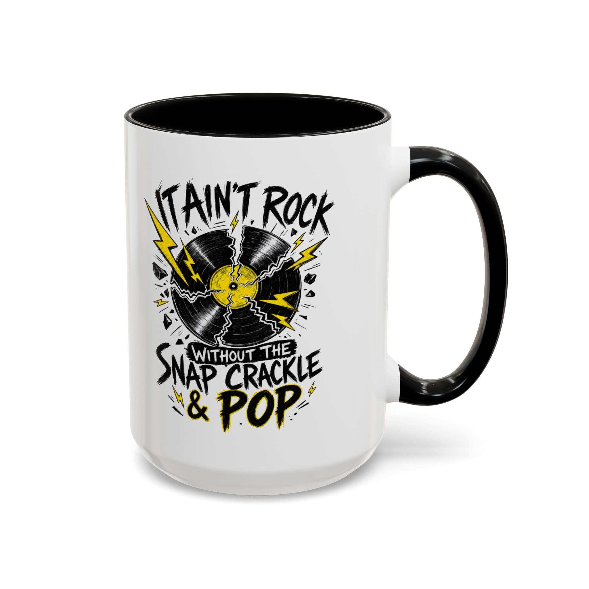 Coffee Mug — "It Ain't Rock Without the Snap Crackle & Pop" Retro Vinyl Accent Mug