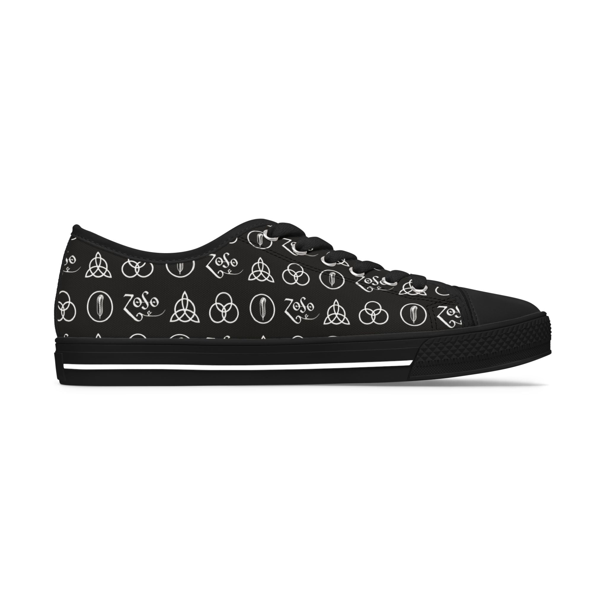 Women's Low Top Sneakers —Led Zeppelin Pattern Casual Canvas Shoes