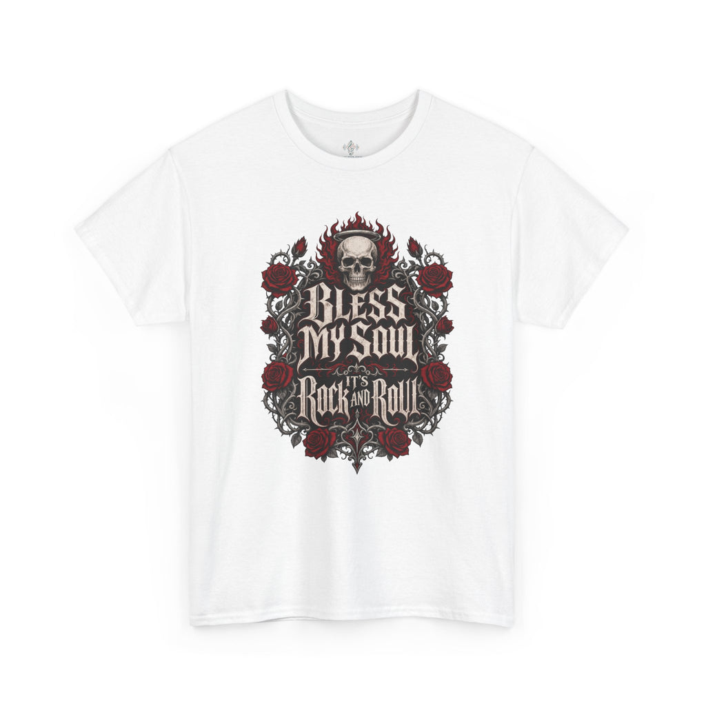 Rock & Roll Skull Tee — "Bless My Soul" Vintage Band Shirt