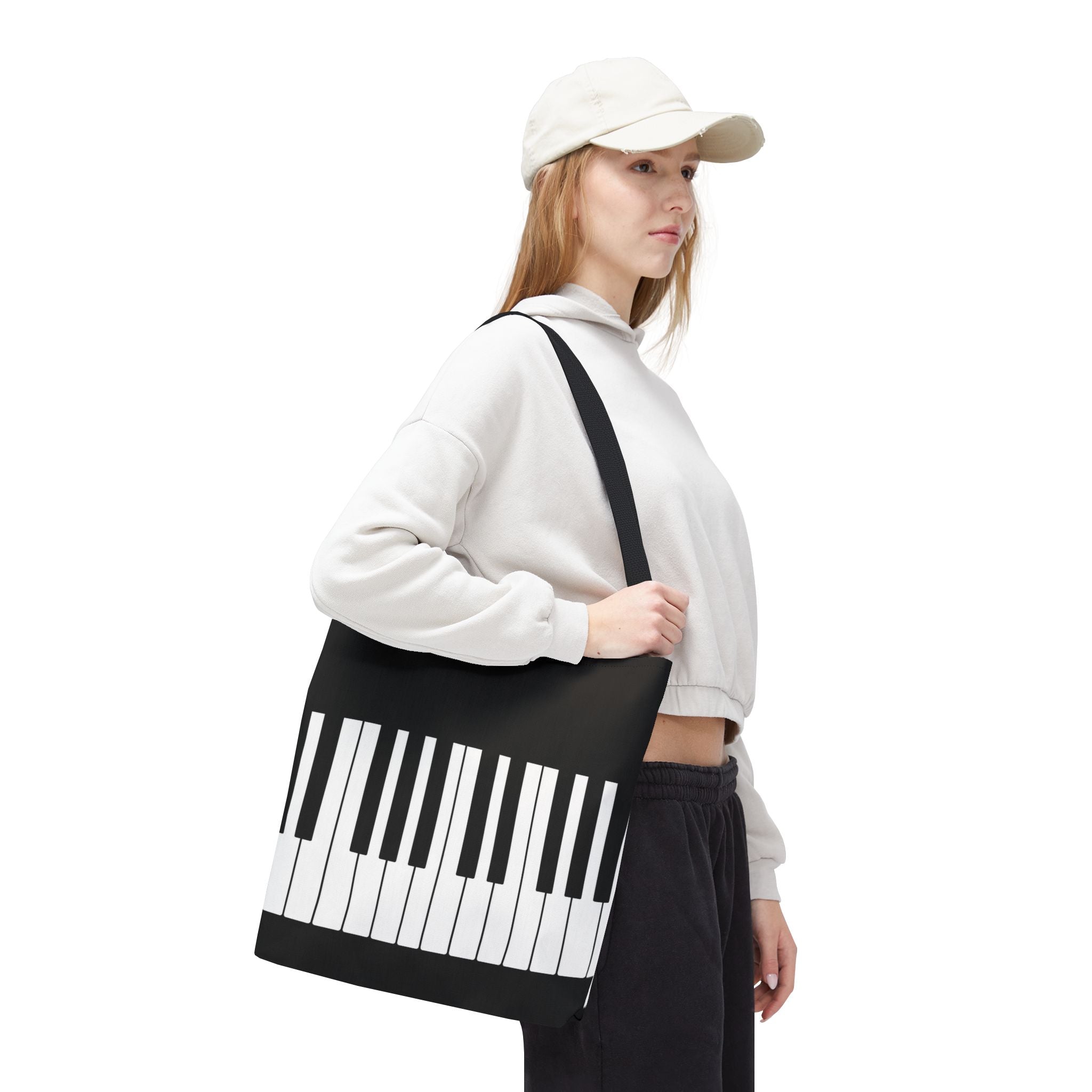 Piano Keys Tote Bag - Musician Keyboard Print Canvas Tote