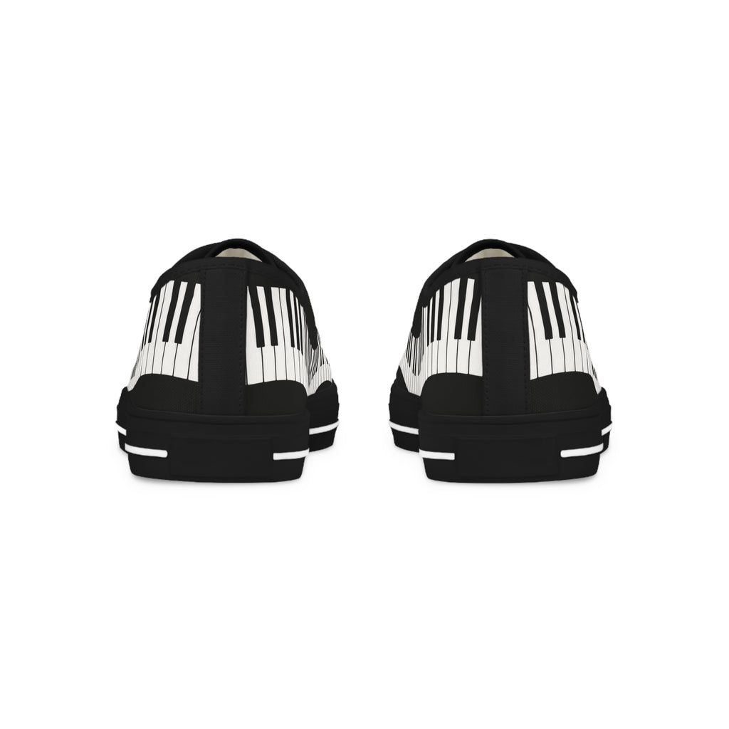 Piano Keys Men’s Low Top Sneakers — Black & White Musical Canvas Shoes