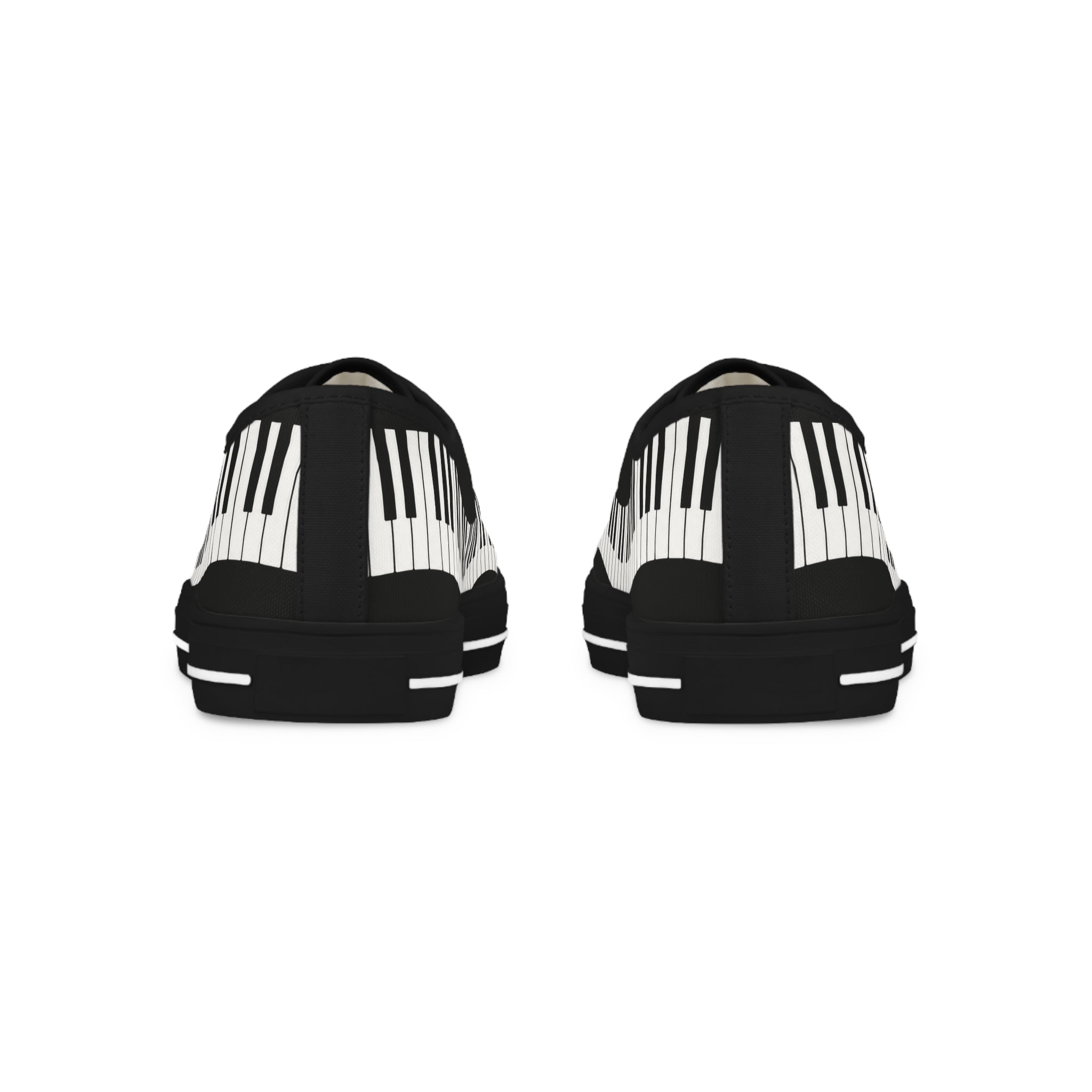 Piano Keys Men’s Low Top Sneakers — Black & White Musical Canvas Shoes