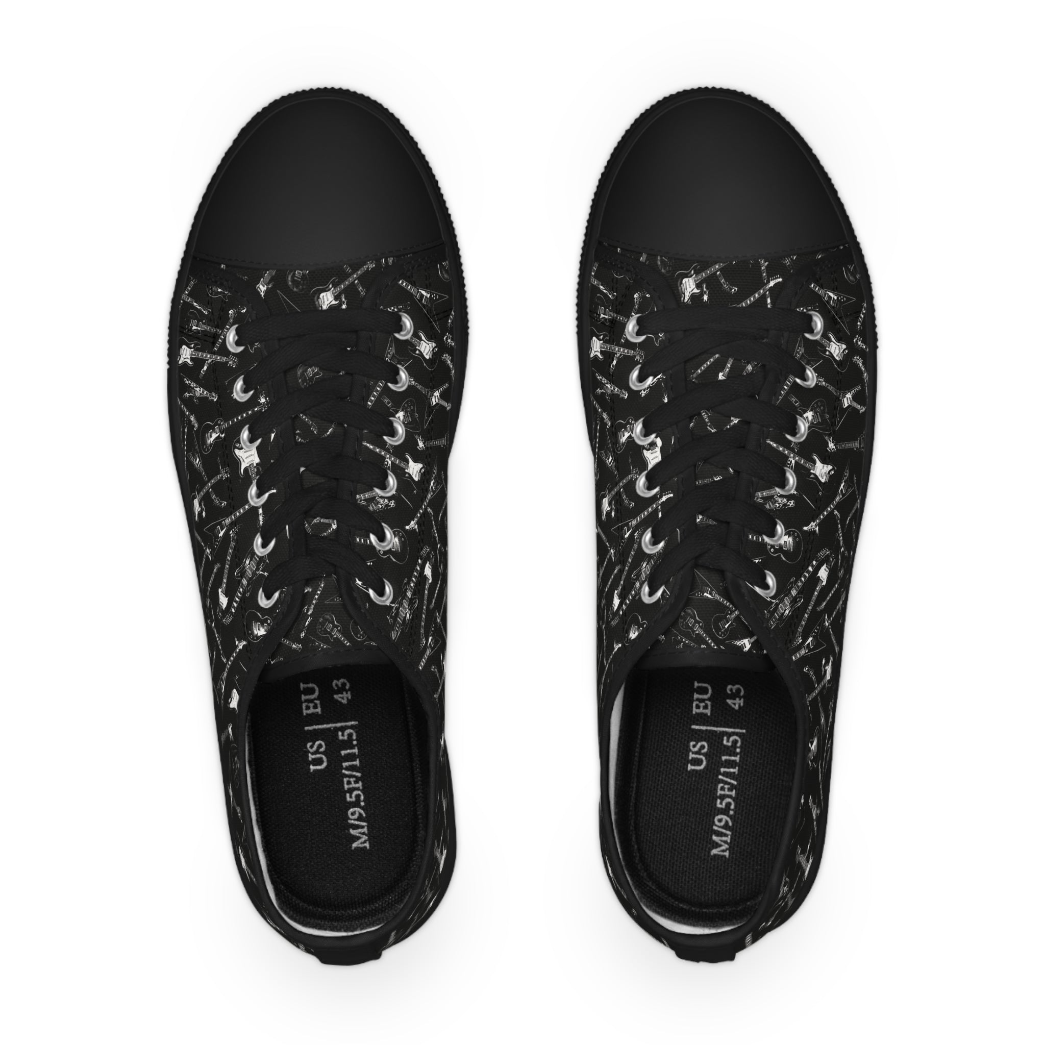 Black Guitars Men’s Low Top Sneakers — Minimal Urban Casual Shoes