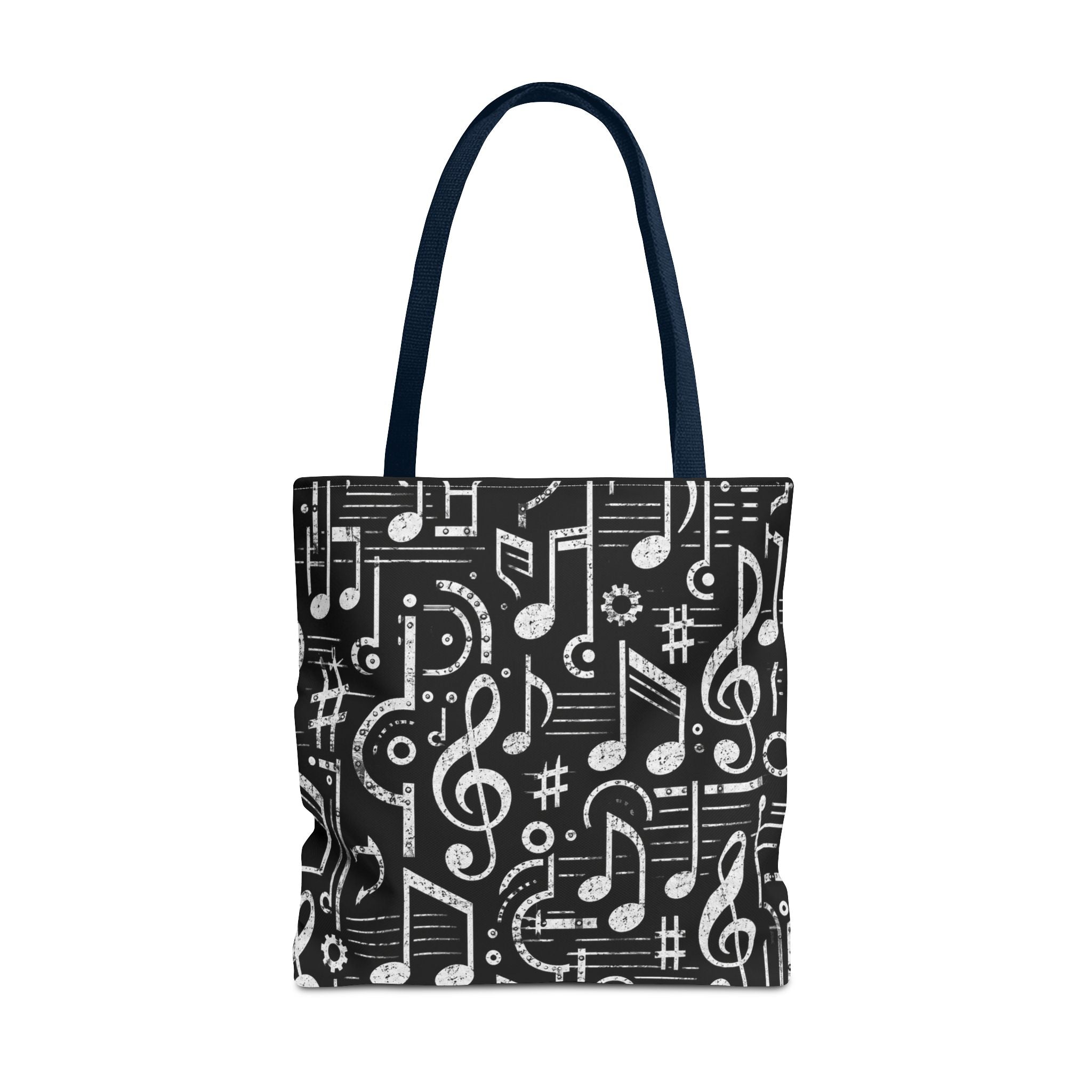 Musical Notes Pattern Tote Bag – Black & White Music Lover AOP Tote