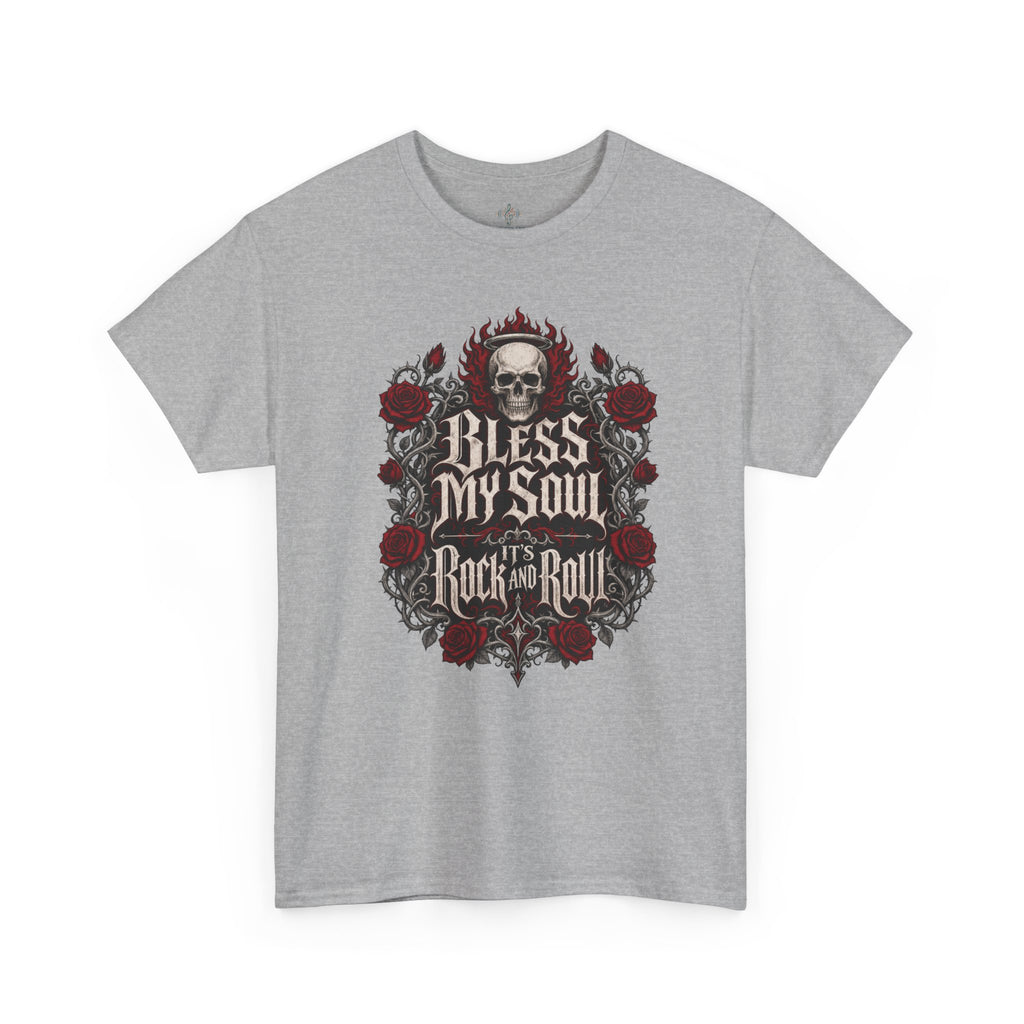Rock & Roll Skull Tee — "Bless My Soul" Vintage Band Shirt