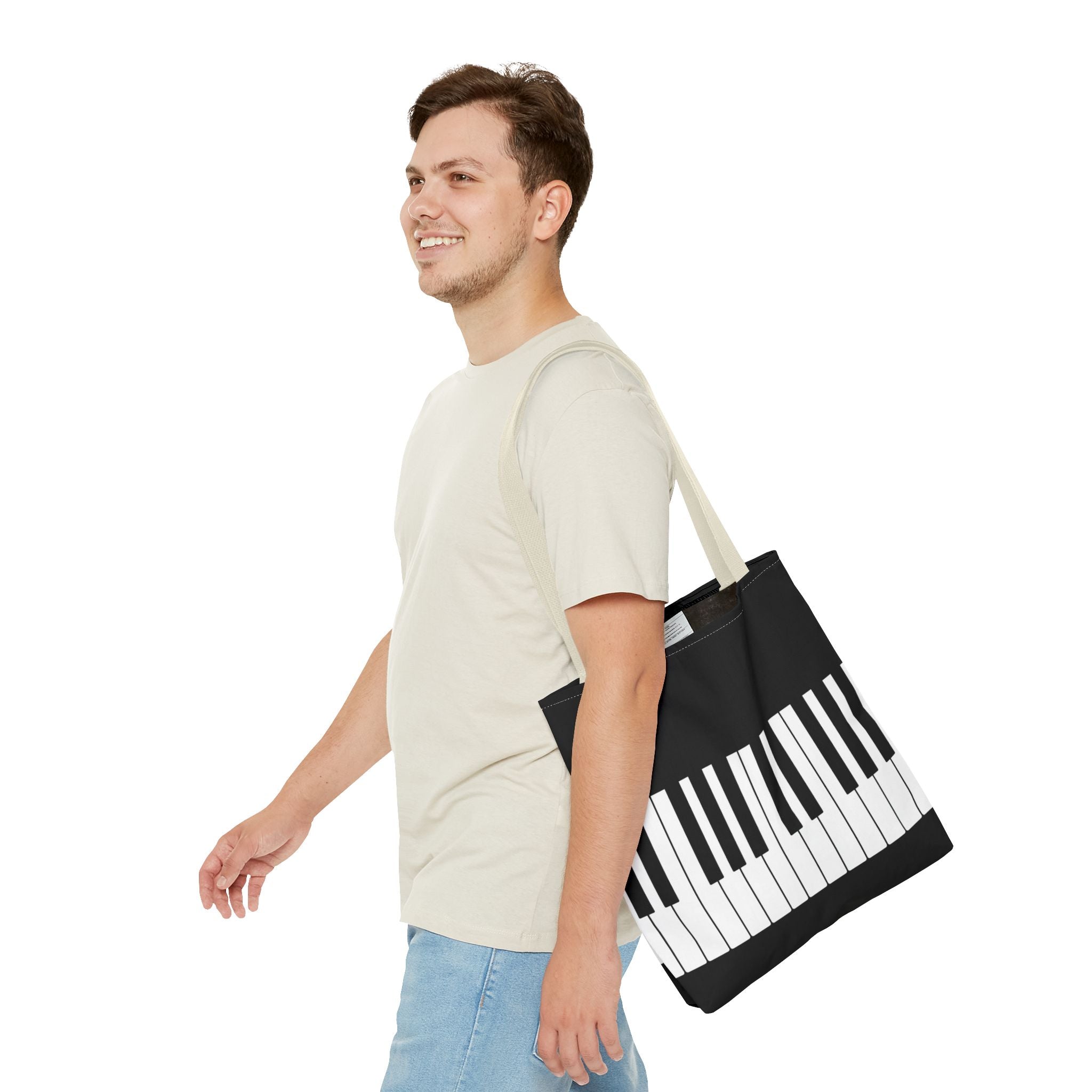 Piano Keys Tote Bag - Musician Keyboard Print Canvas Tote