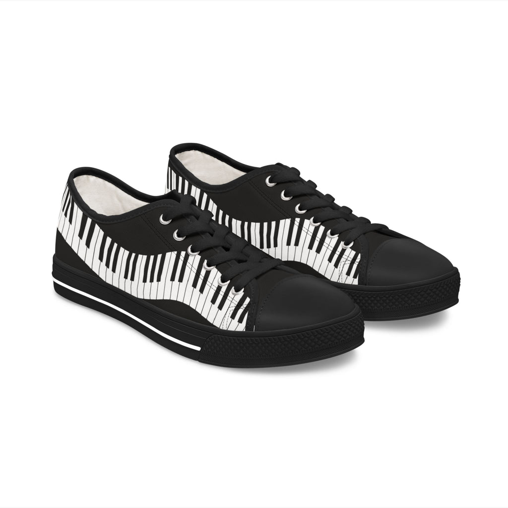 L Piano Keys Low Top Sneakers — Women's Music Lover Canvas Shoes