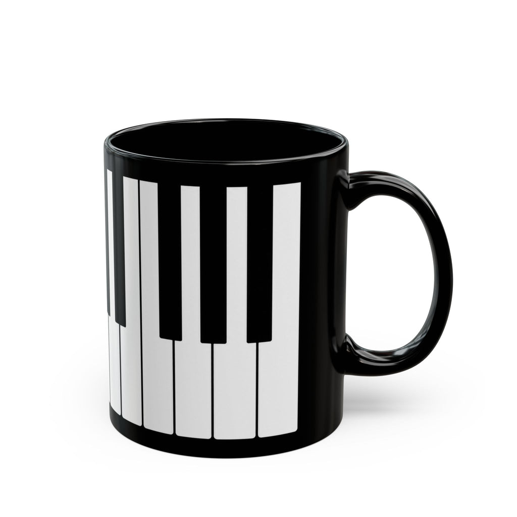 Piano Keyboard Black Coffee Mug – Musician Gift, 11oz & 15oz