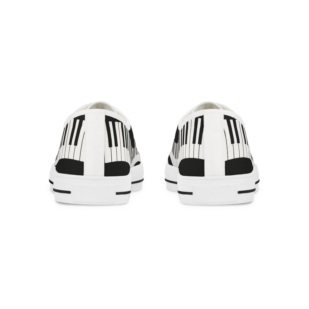 Piano Keys Men’s Low Top Sneakers — Black & White Musical Canvas Shoes