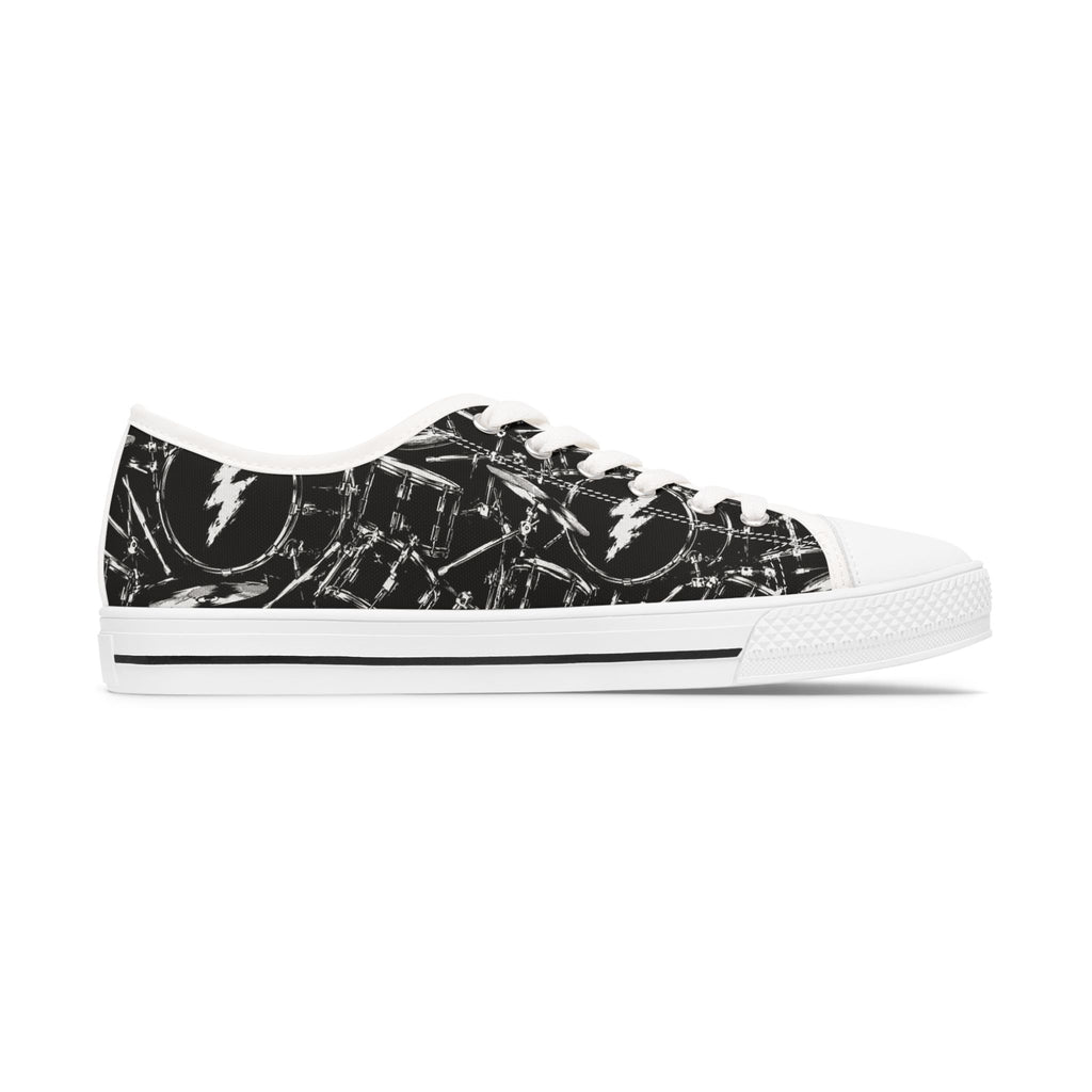Low Top Sneakers — Black Drums Graphic Casual Shoes