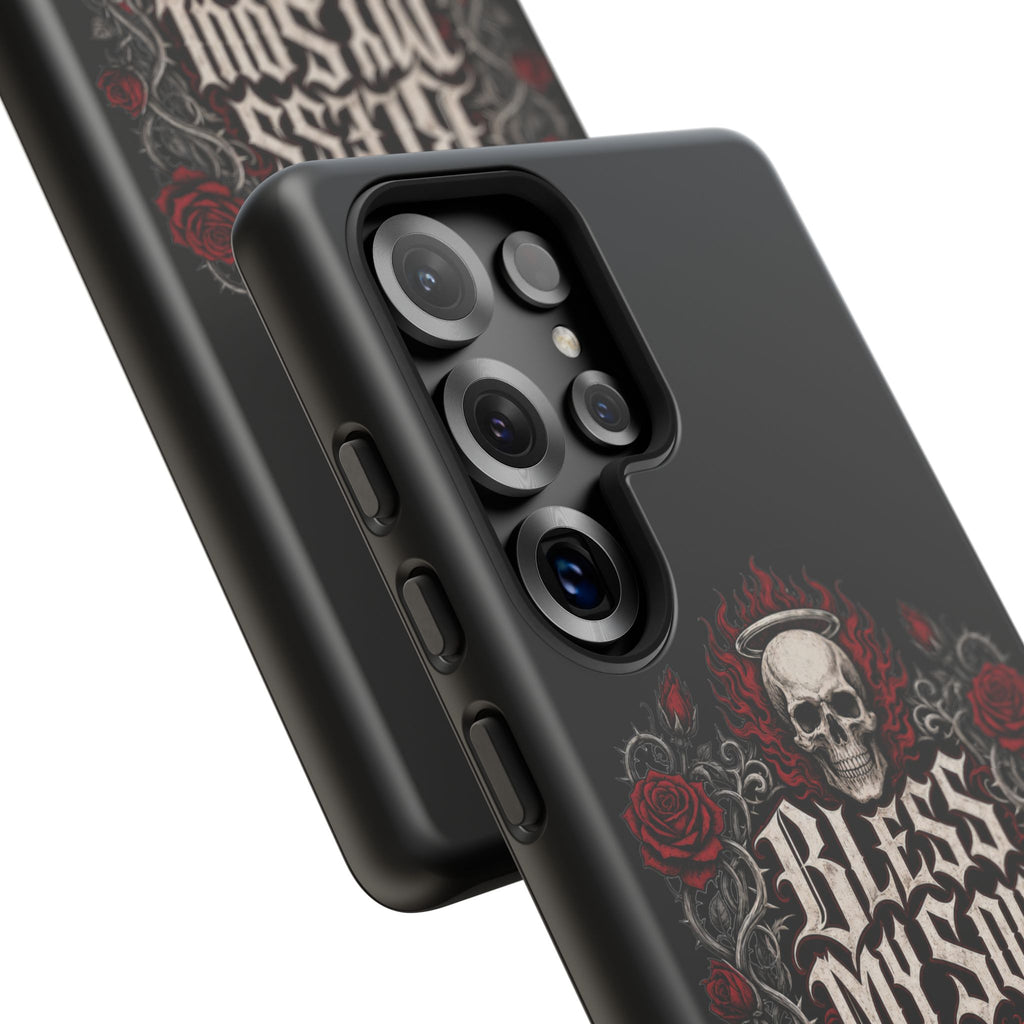 Bless My Soul Rock and Roll Phone Case — Gothic Skull & Roses Tough Case