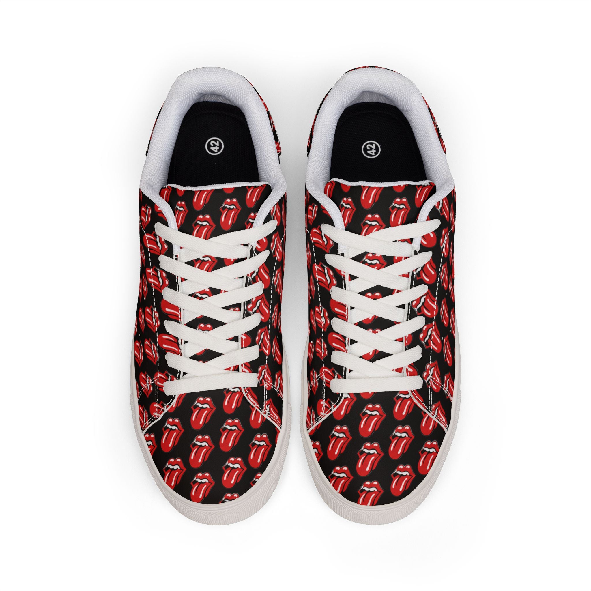 PU Leather Sneakers — Rolling Stones symbols Low-Top Shoes