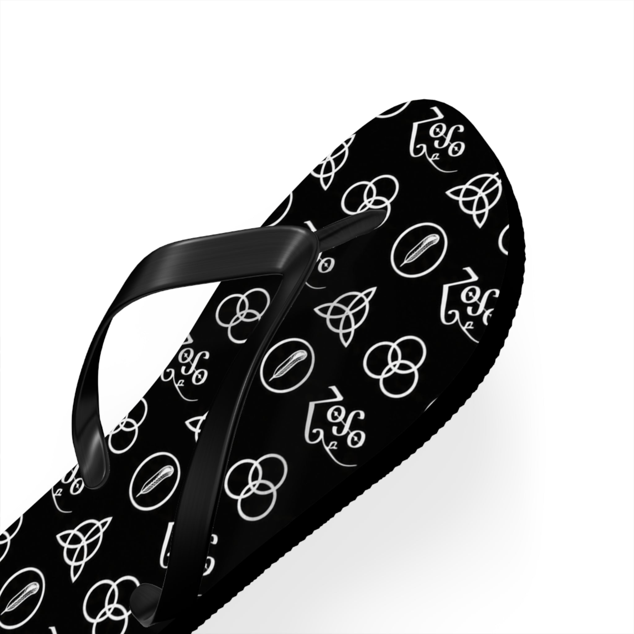 Led Zeppelin symbols Logo Flip Flops — Black & White Rock Star Beach Sandals