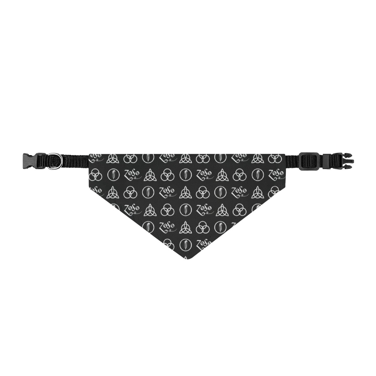 Clip-On Pet Bandana — Black Patterned Led Zeppelin Collar Scarf for Dogs & Cats