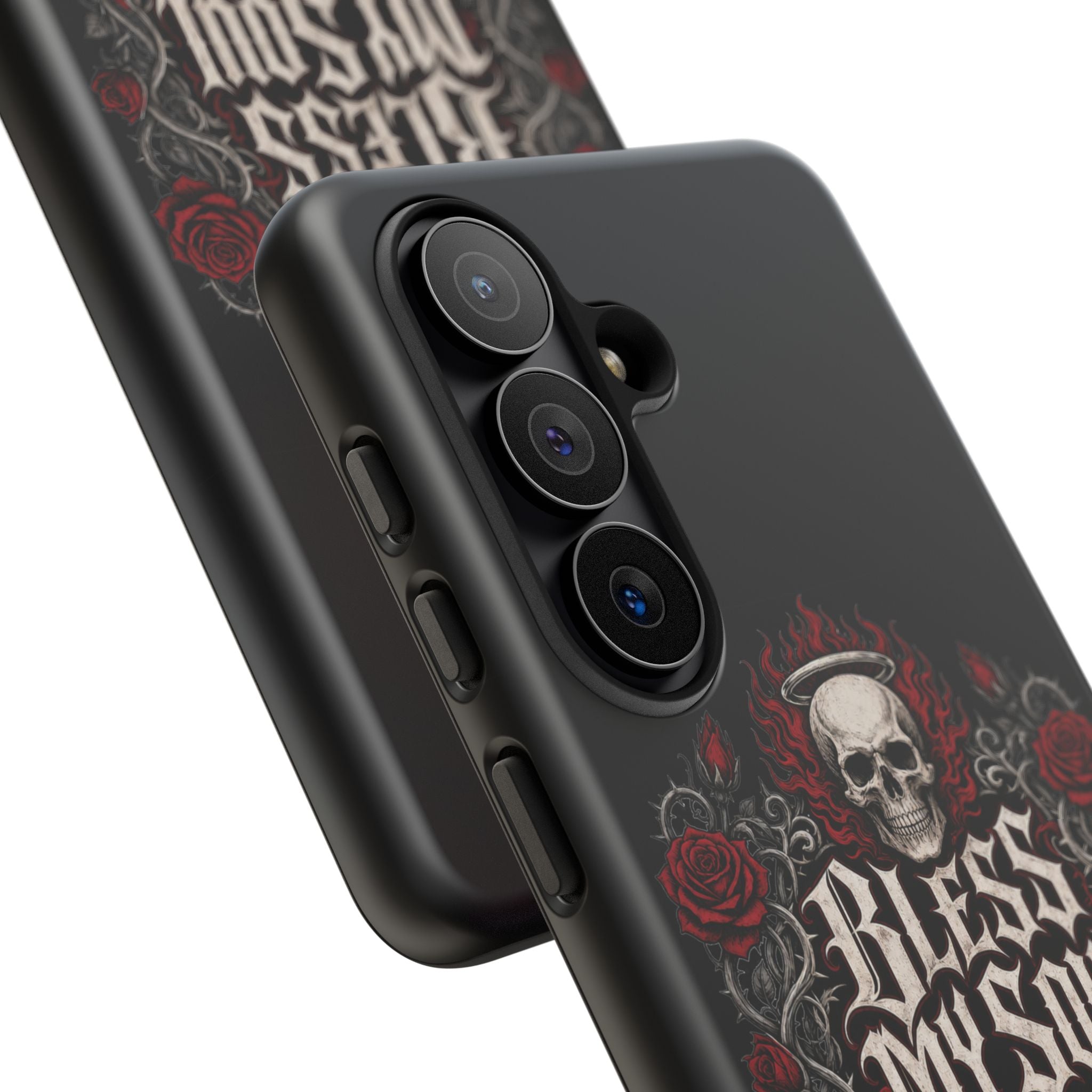 Bless My Soul Rock and Roll Phone Case — Gothic Skull & Roses Tough Case