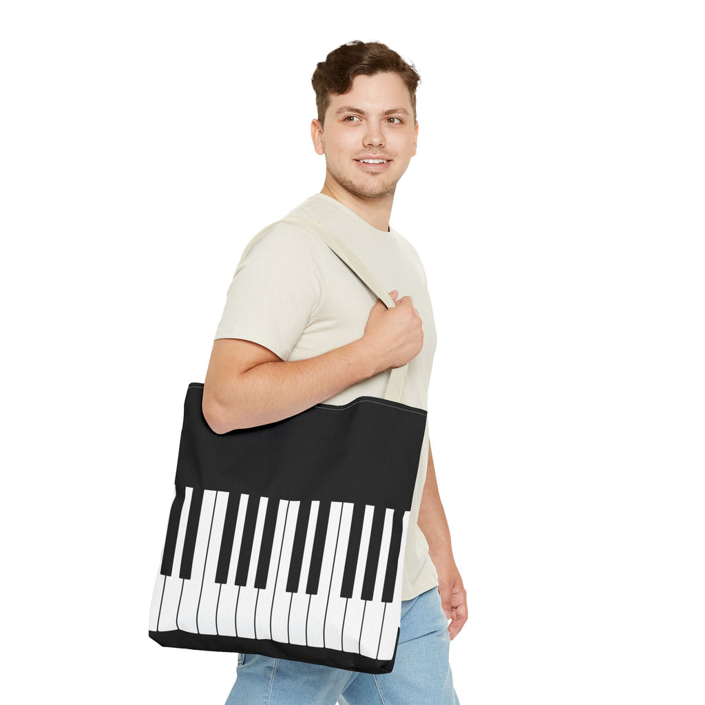 Piano Keys Tote Bag - Musician Keyboard Print Canvas Tote