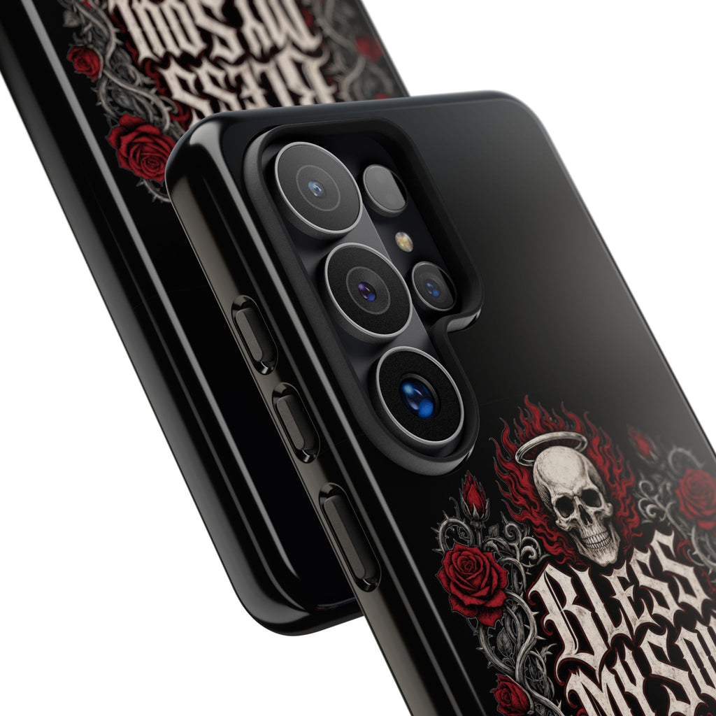 Bless My Soul Rock and Roll Phone Case — Gothic Skull & Roses Tough Case
