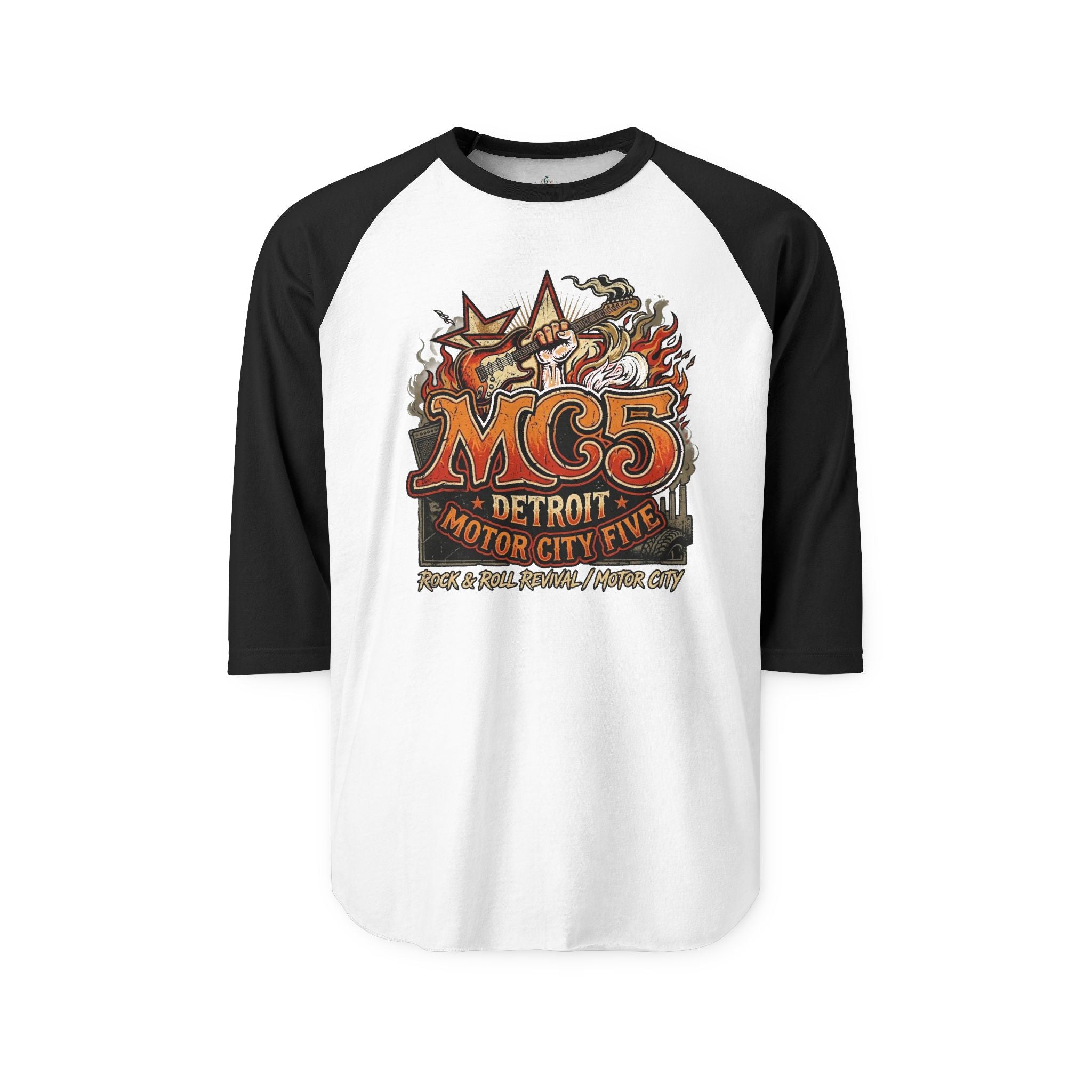 Unisex Three-Quarter Sleeve Raglan Shirt - MC5 Detroit - Rock Revolution