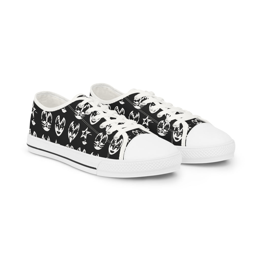 Kiss tribute Pattern Men's Low Top Sneakers — Black Rock Skate Shoes