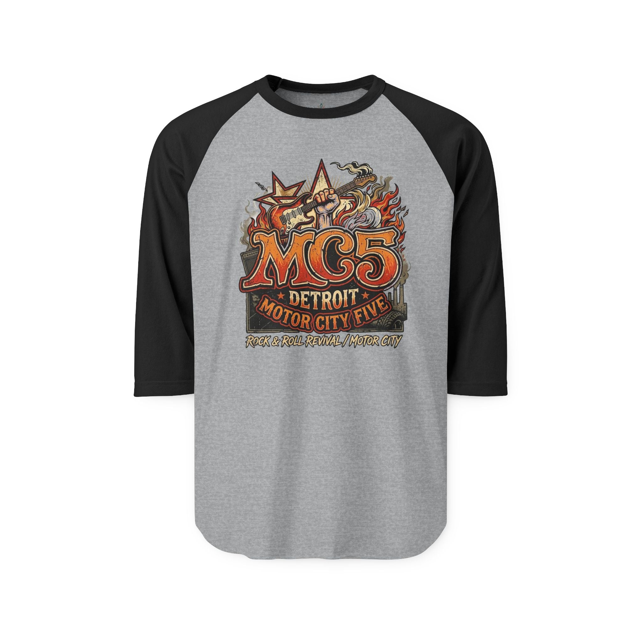 Unisex Three-Quarter Sleeve Raglan Shirt - MC5 Detroit - Rock Revolution