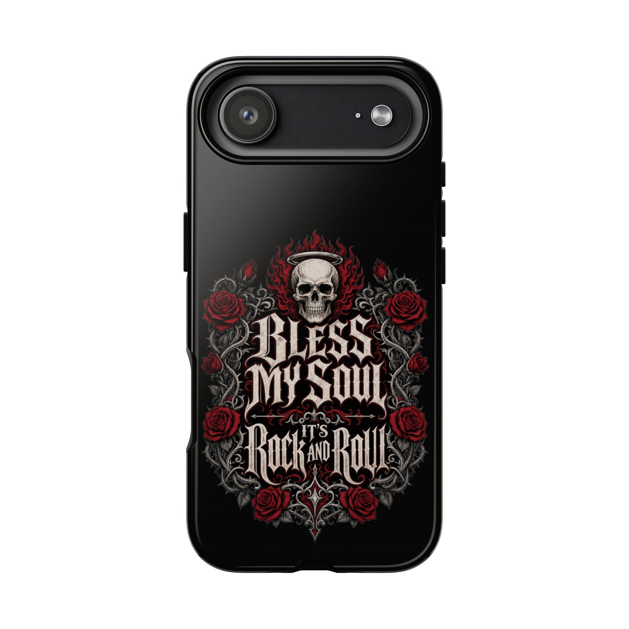 Bless My Soul Rock and Roll Phone Case — Gothic Skull & Roses Tough Case