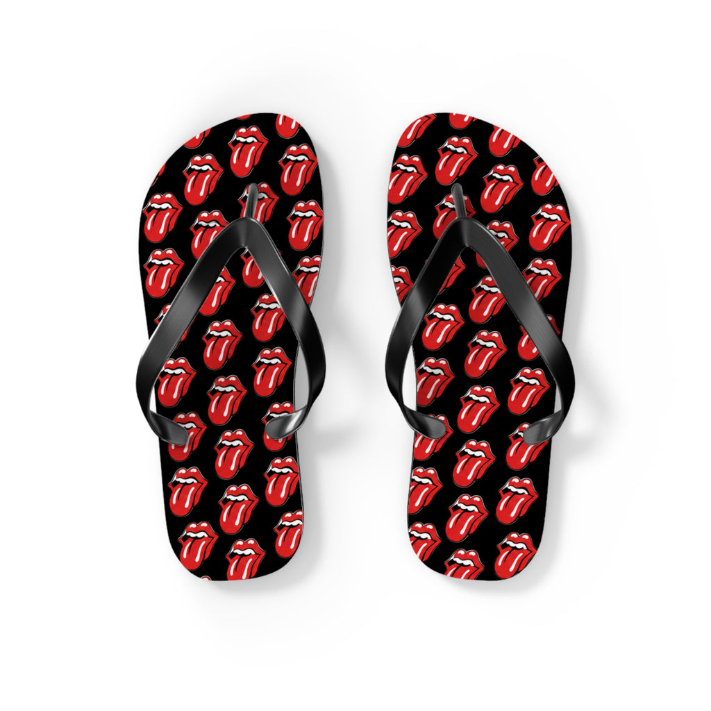 Rolling Stones Flip Flops — Black, Red & White Rock Star Beach Sandals