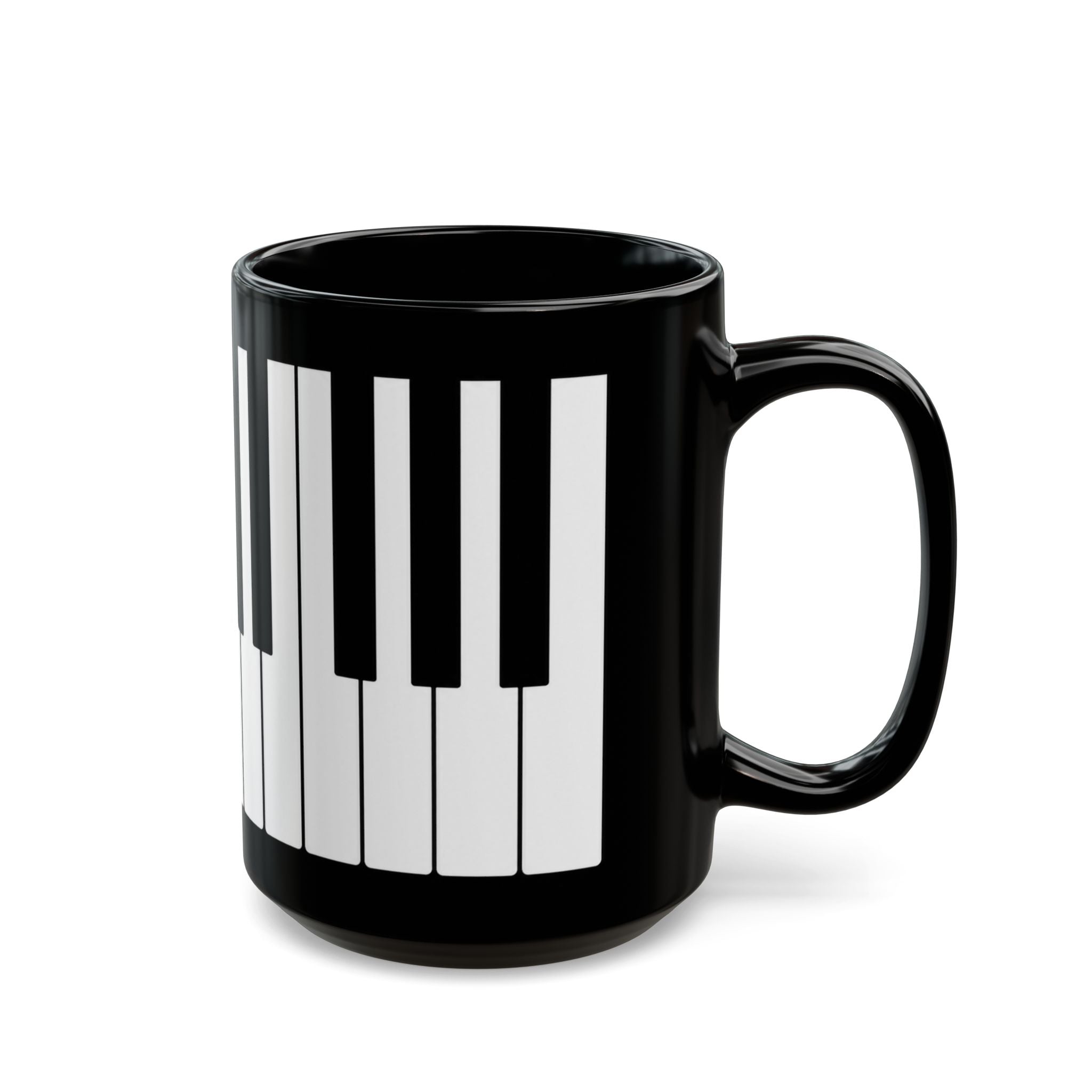 Piano Keyboard Black Coffee Mug – Musician Gift, 11oz & 15oz