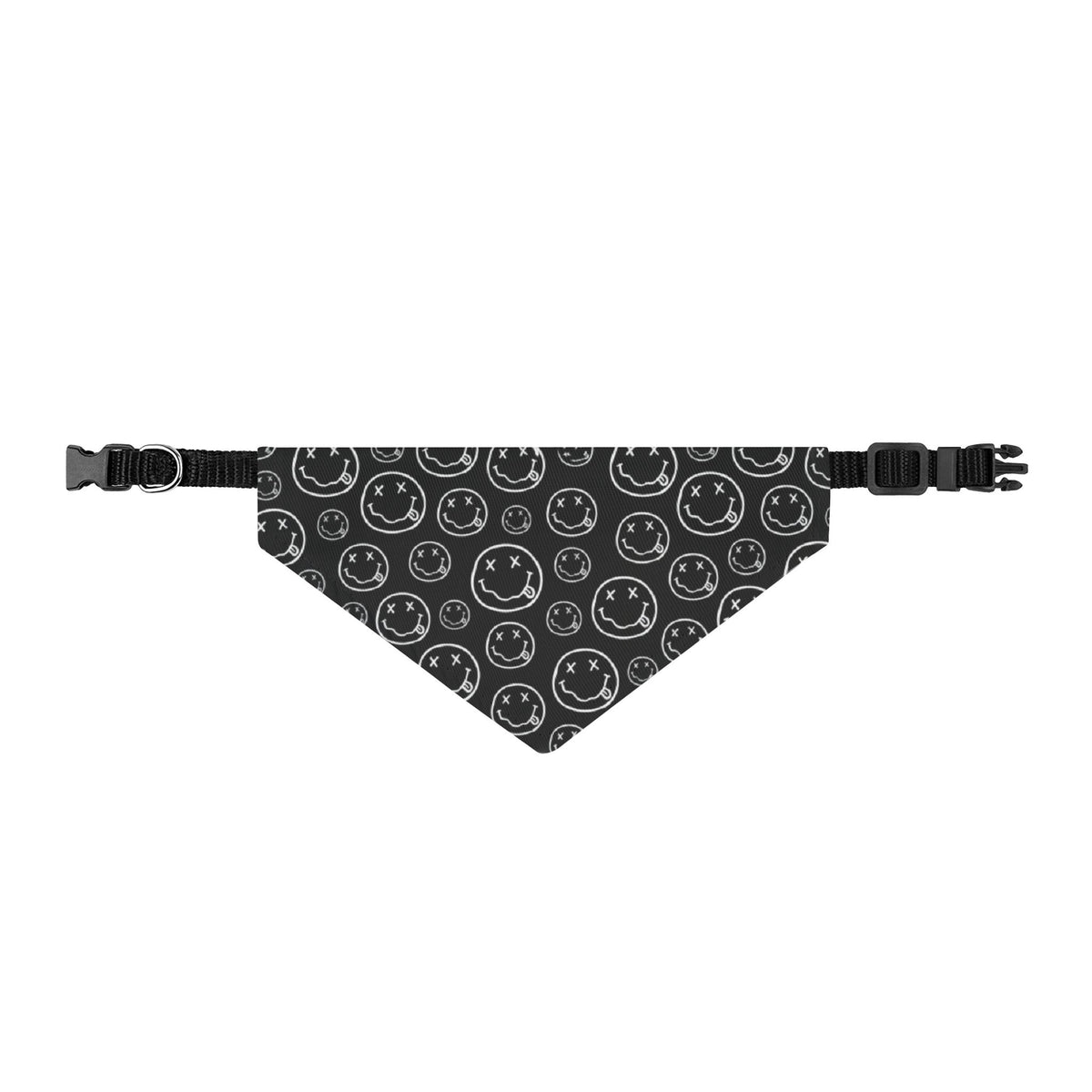 Clip-On Pet Bandana — Dark Nirvana Smiley Face Pattern Collar Accessory