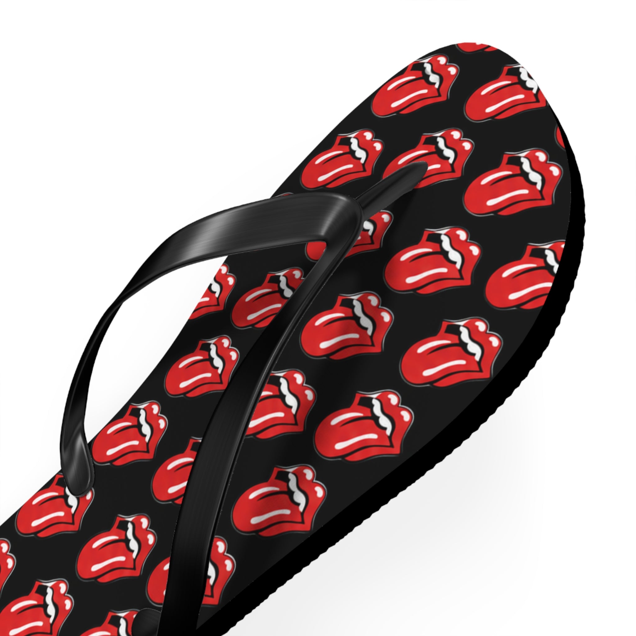 Rolling Stones Flip Flops — Black, Red & White Rock Star Beach Sandals