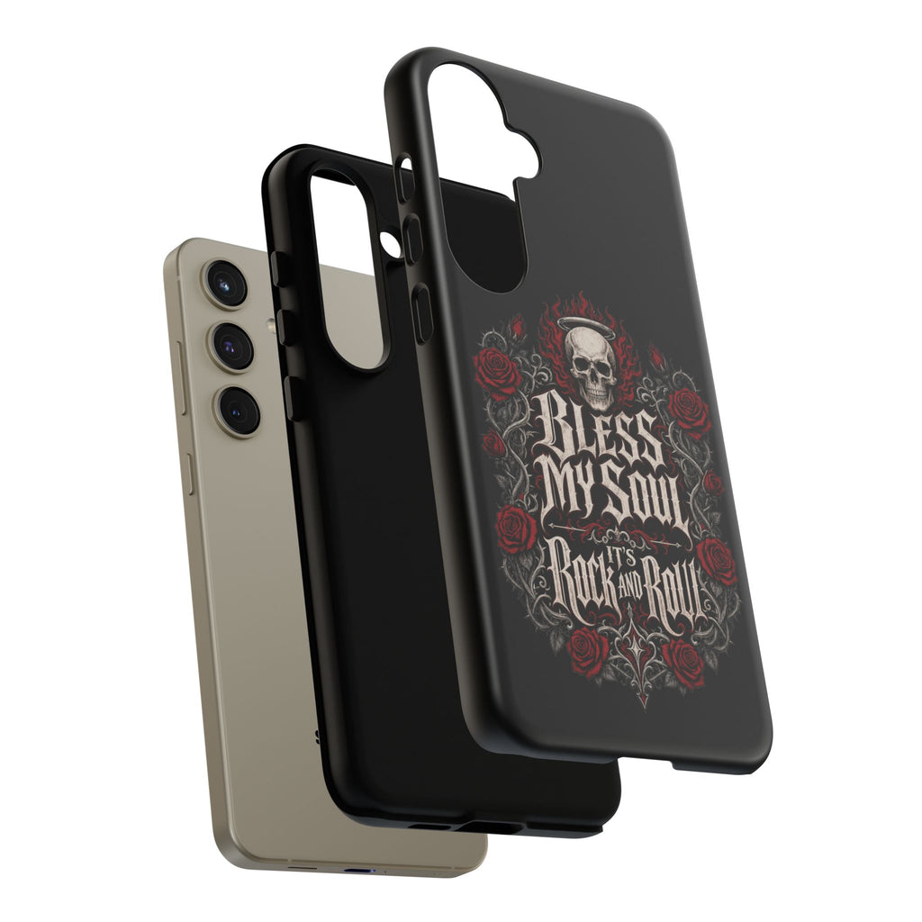 Bless My Soul Rock and Roll Phone Case — Gothic Skull & Roses Tough Case