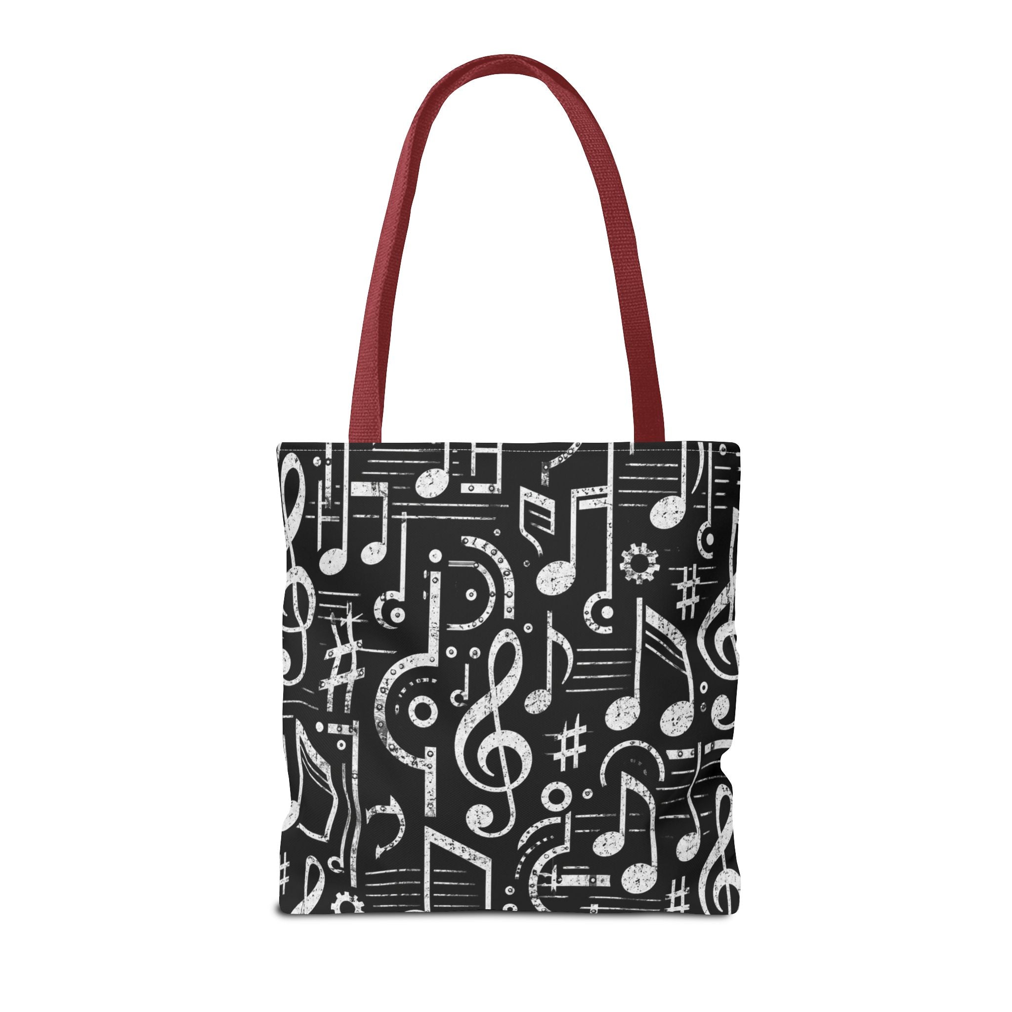 Musical Notes Pattern Tote Bag – Black & White Music Lover AOP Tote