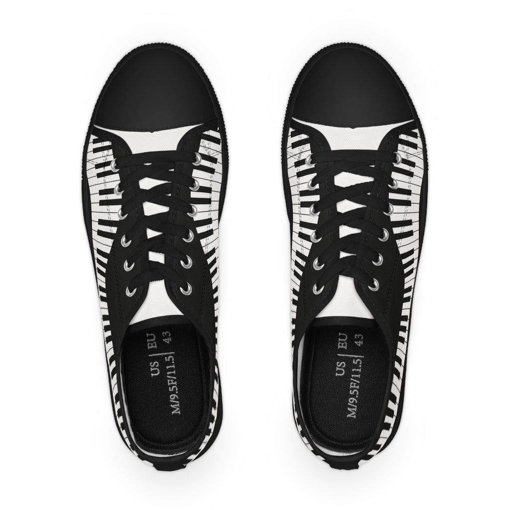 Piano Keys Men’s Low Top Sneakers — Black & White Musical Canvas Shoes
