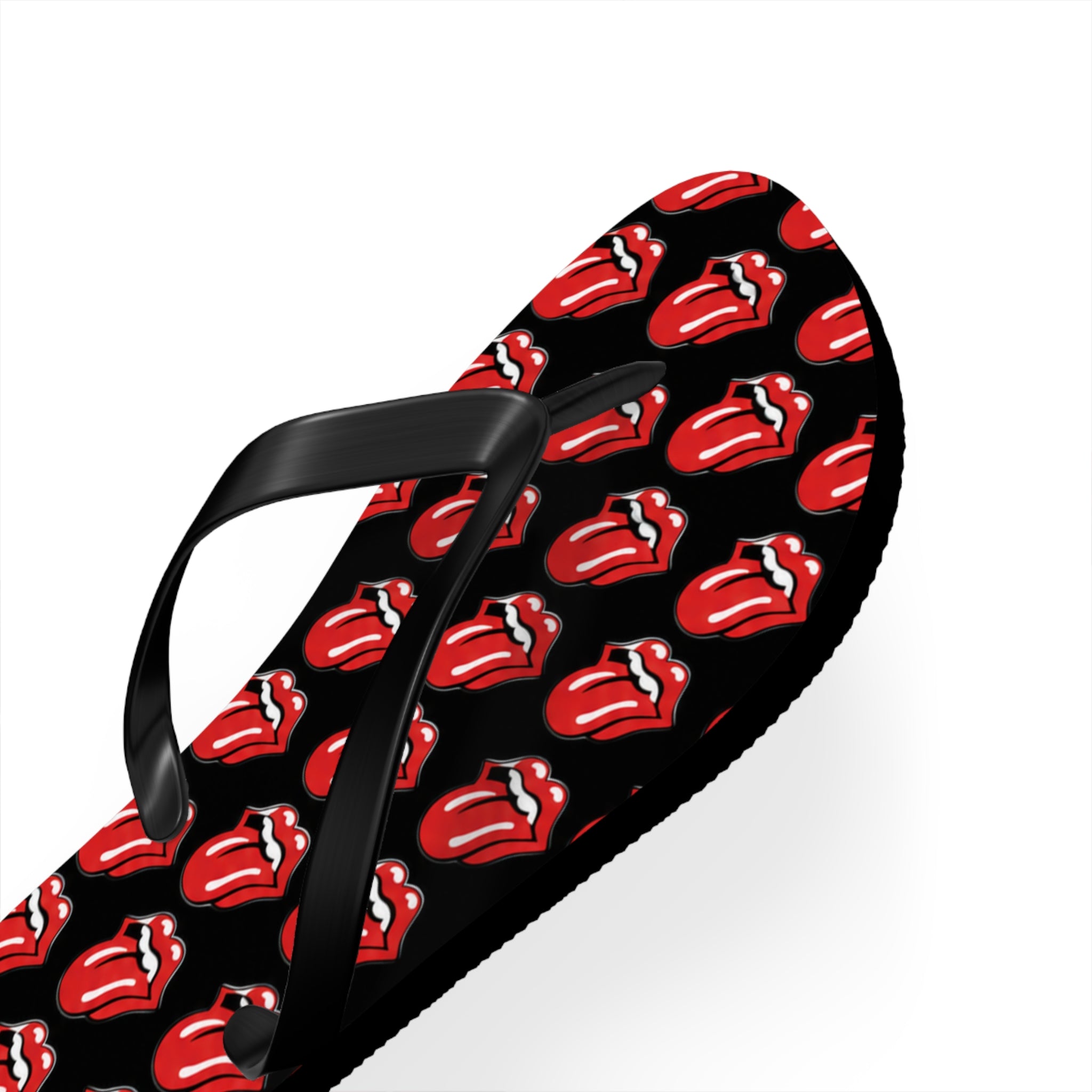 Rolling Stones Flip Flops — Black, Red & White Rock Star Beach Sandals