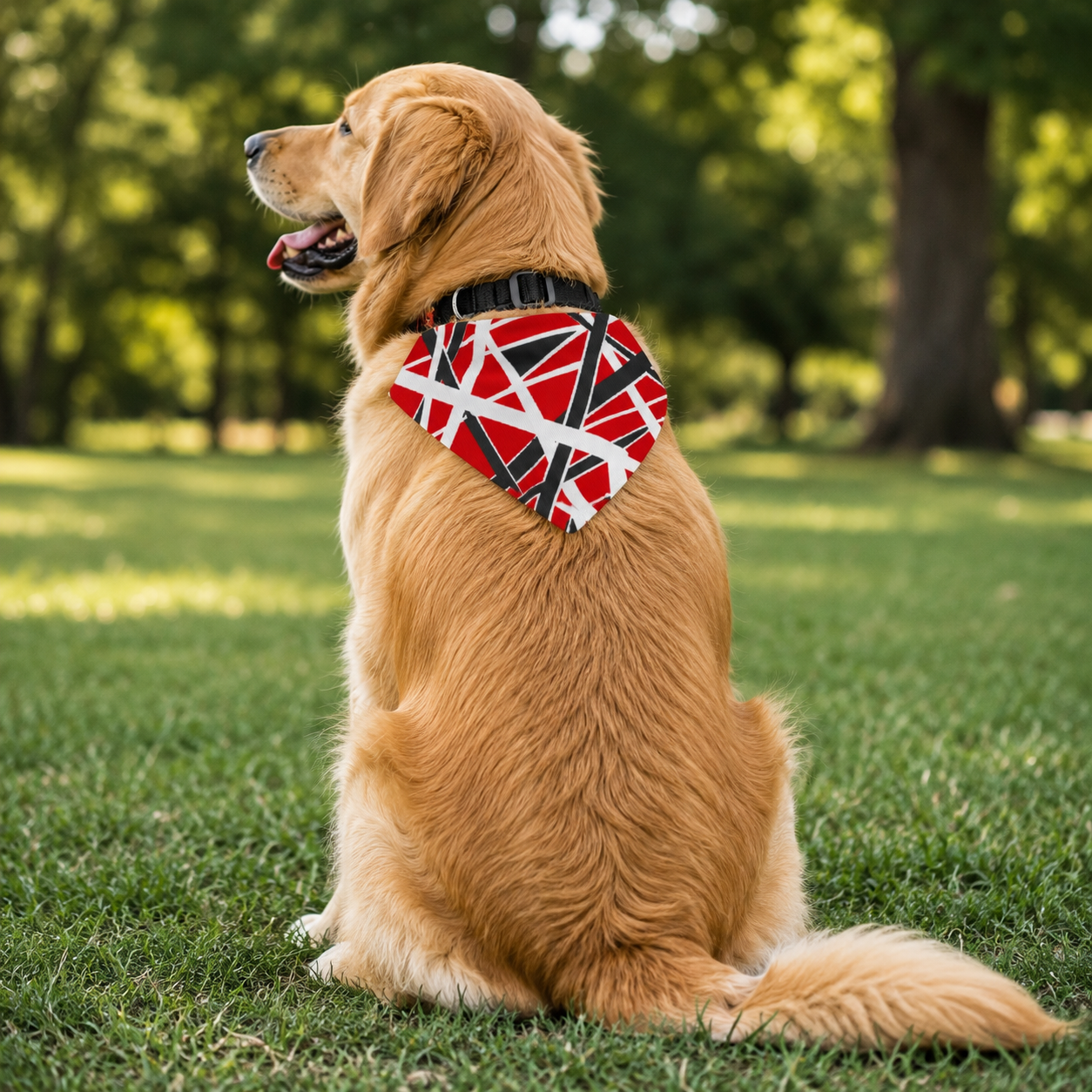 EVH Van Halen Clip-On Pet Bandana – Geometric Rocker Dog Collar Accessory
