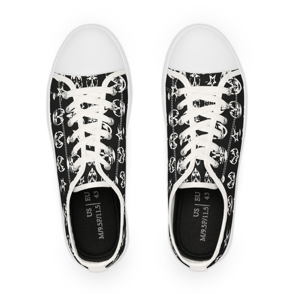 Kiss tribute Pattern Men's Low Top Sneakers — Black Rock Skate Shoes