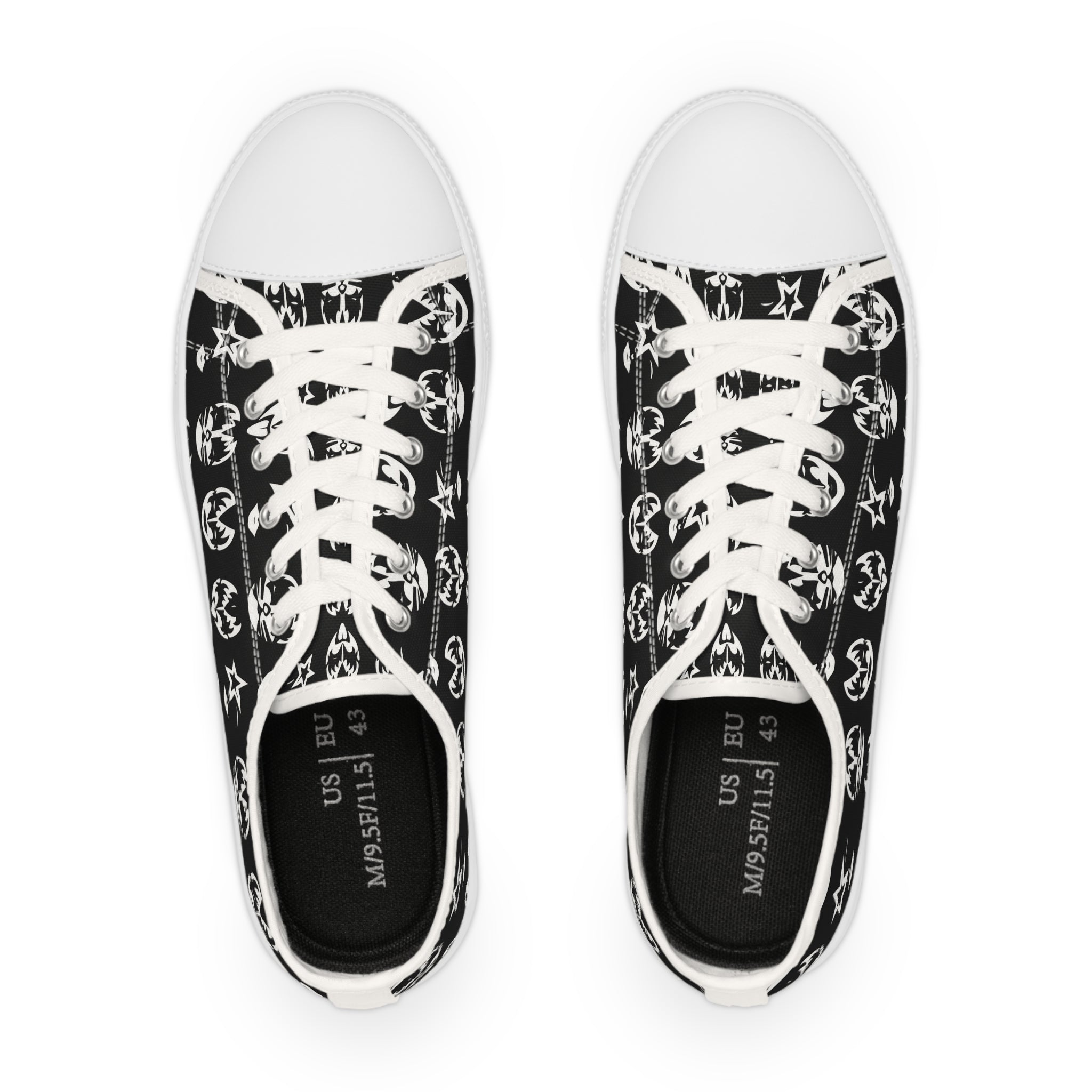 Kiss tribute Pattern Men's Low Top Sneakers — Black Rock Skate Shoes