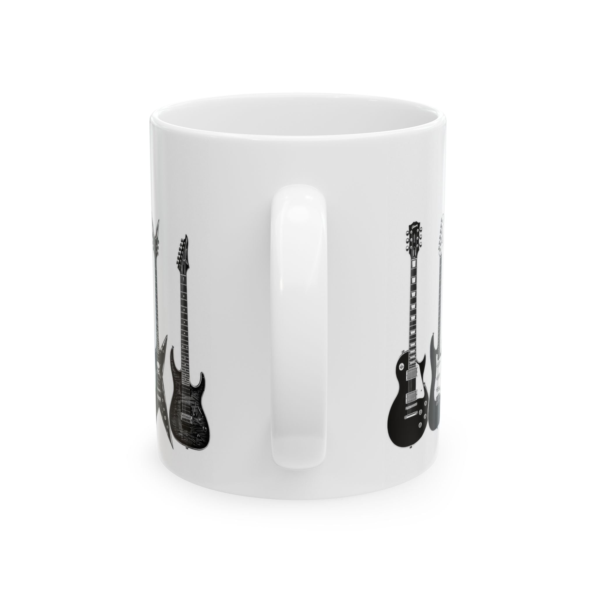 Electric Guitar Silhouette Ceramic Mug — Rock Music Coffee Cup (11oz, 15oz)