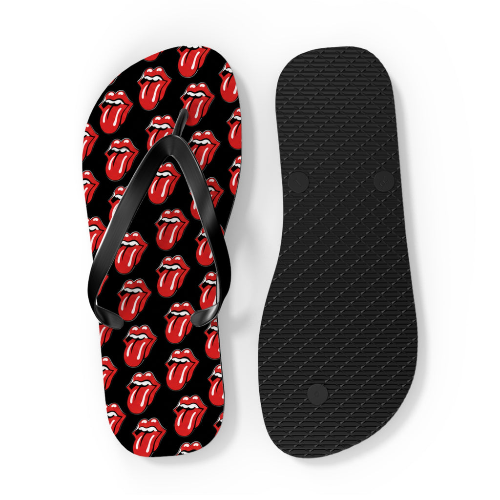 Rolling Stones Flip Flops — Black, Red & White Rock Star Beach Sandals