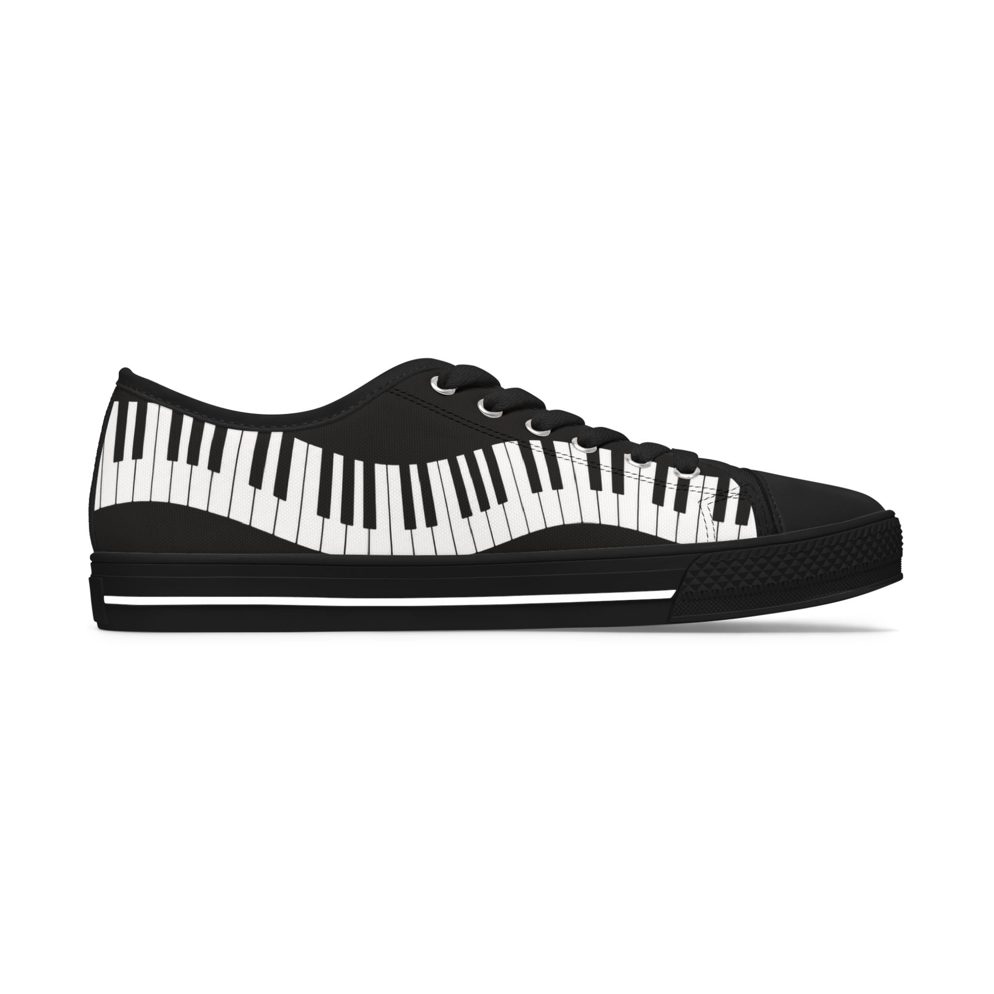 L Piano Keys Low Top Sneakers — Women's Music Lover Canvas Shoes