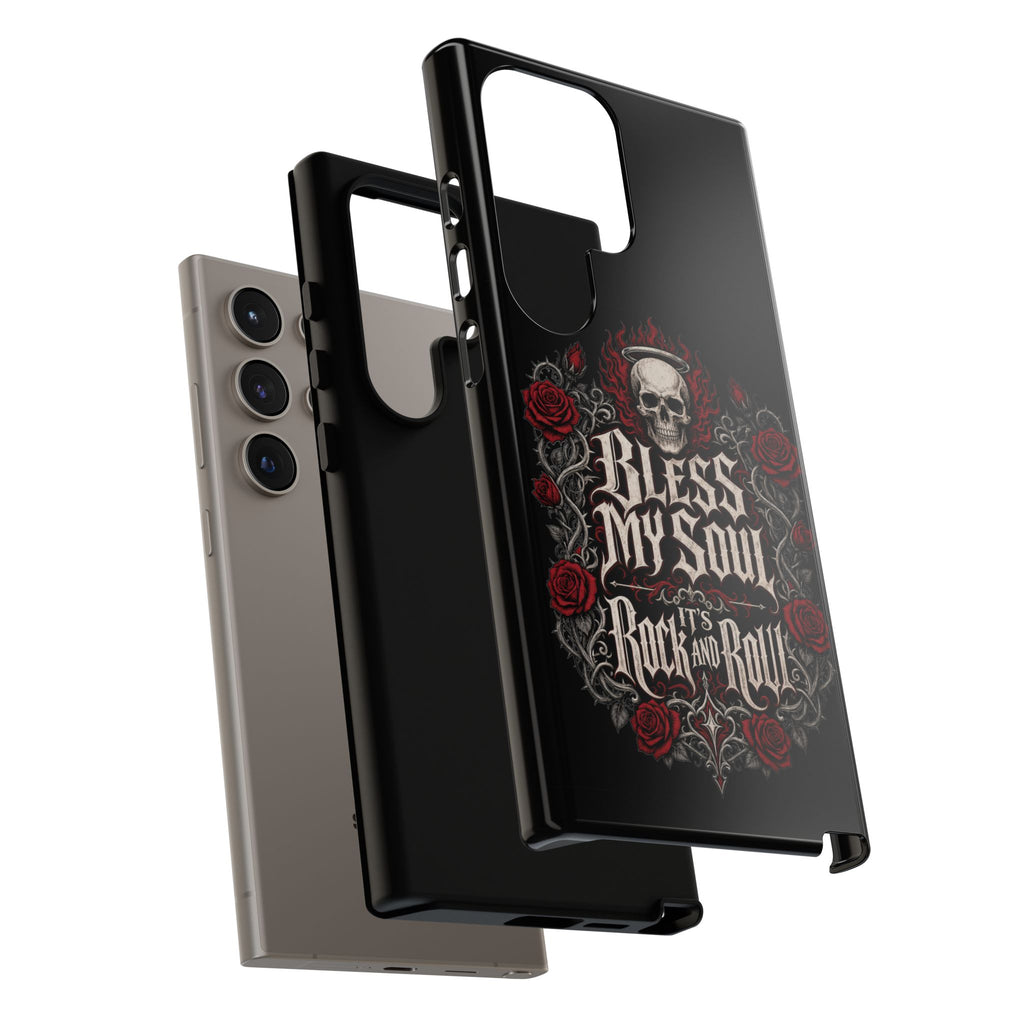 Bless My Soul Rock and Roll Phone Case — Gothic Skull & Roses Tough Case