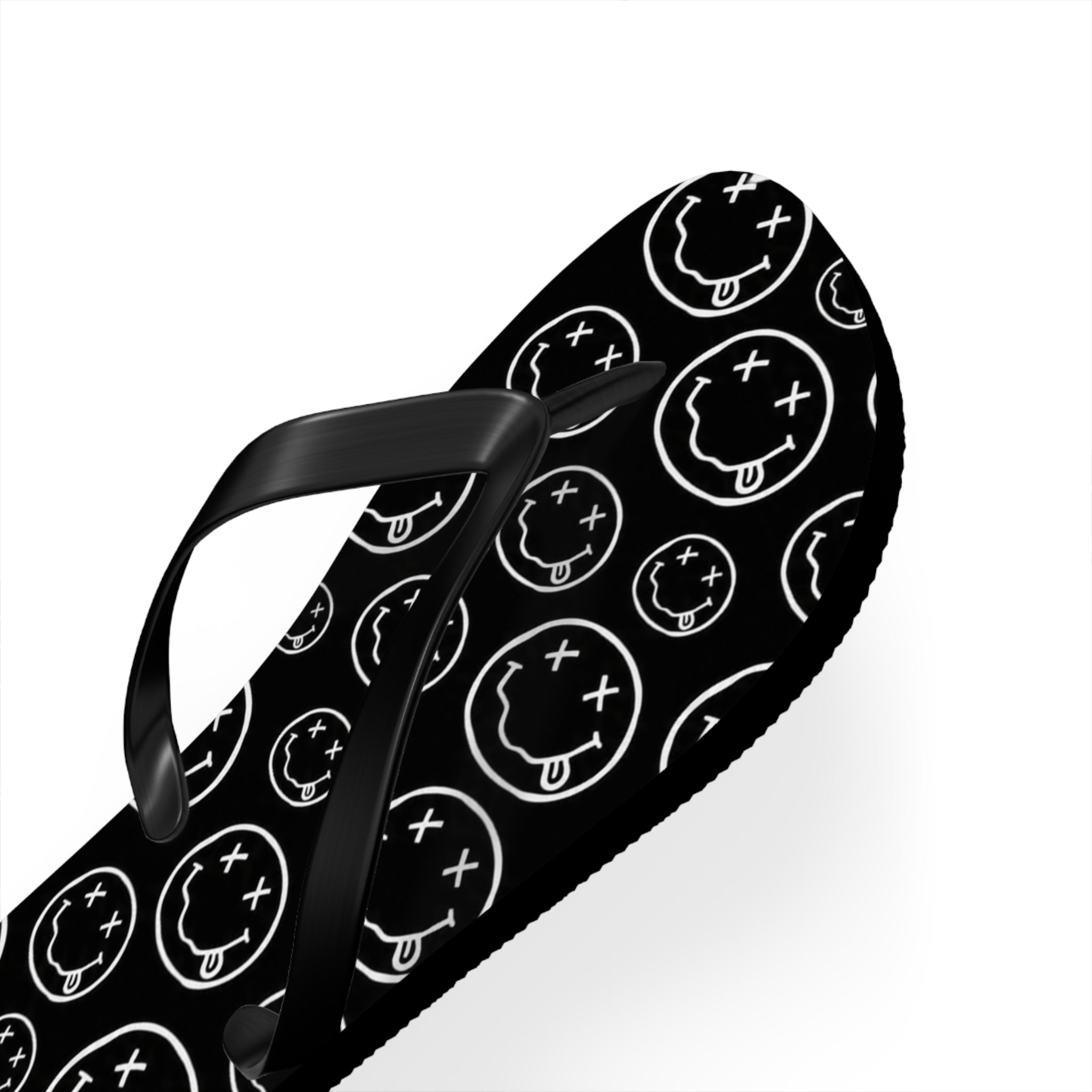 Nirvana Flip Flops — Black, Black & White Rock Star Beach Sandals