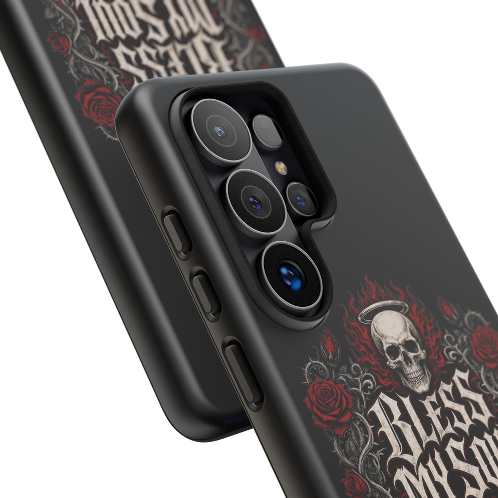Bless My Soul Rock and Roll Phone Case — Gothic Skull & Roses Tough Case