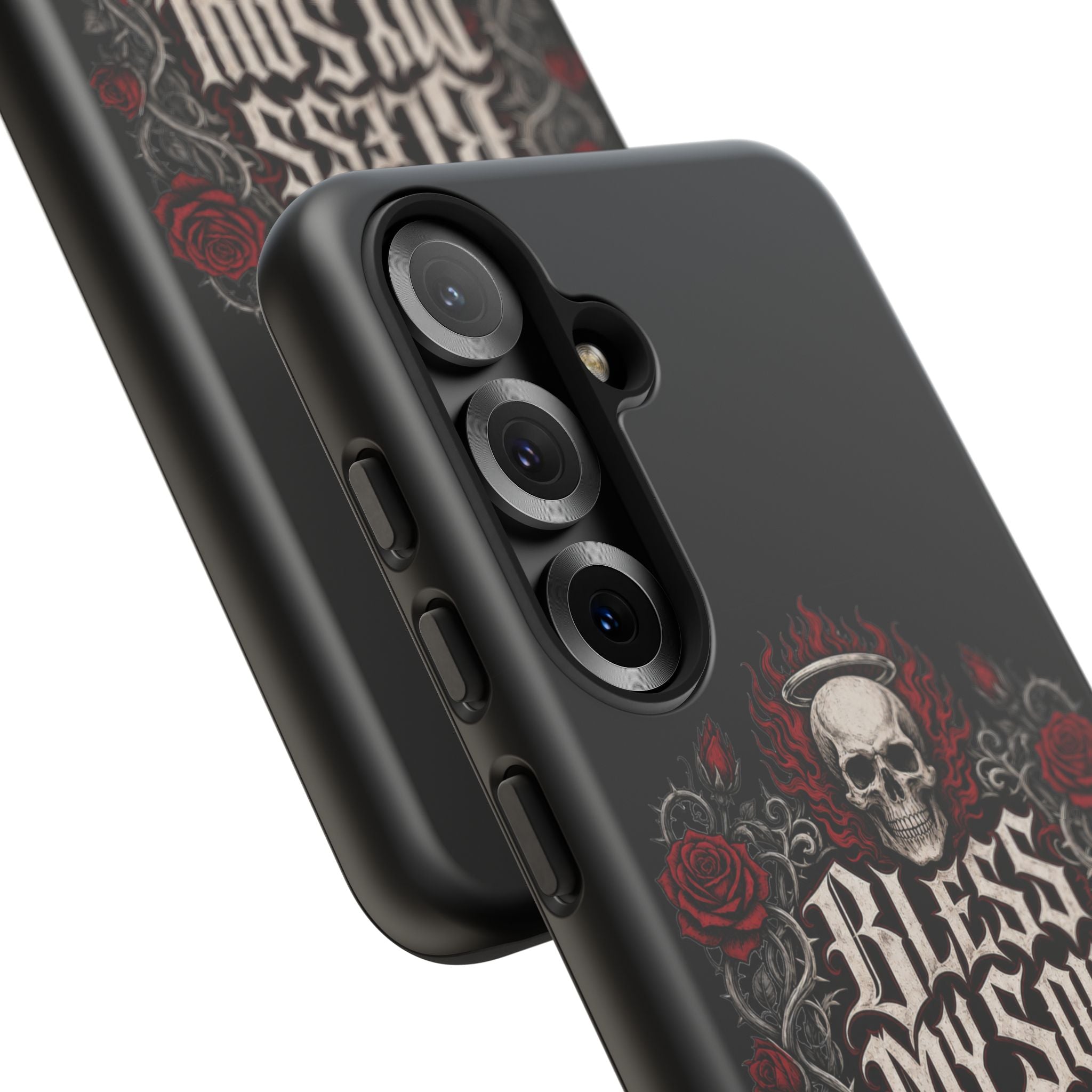 Bless My Soul Rock and Roll Phone Case — Gothic Skull & Roses Tough Case