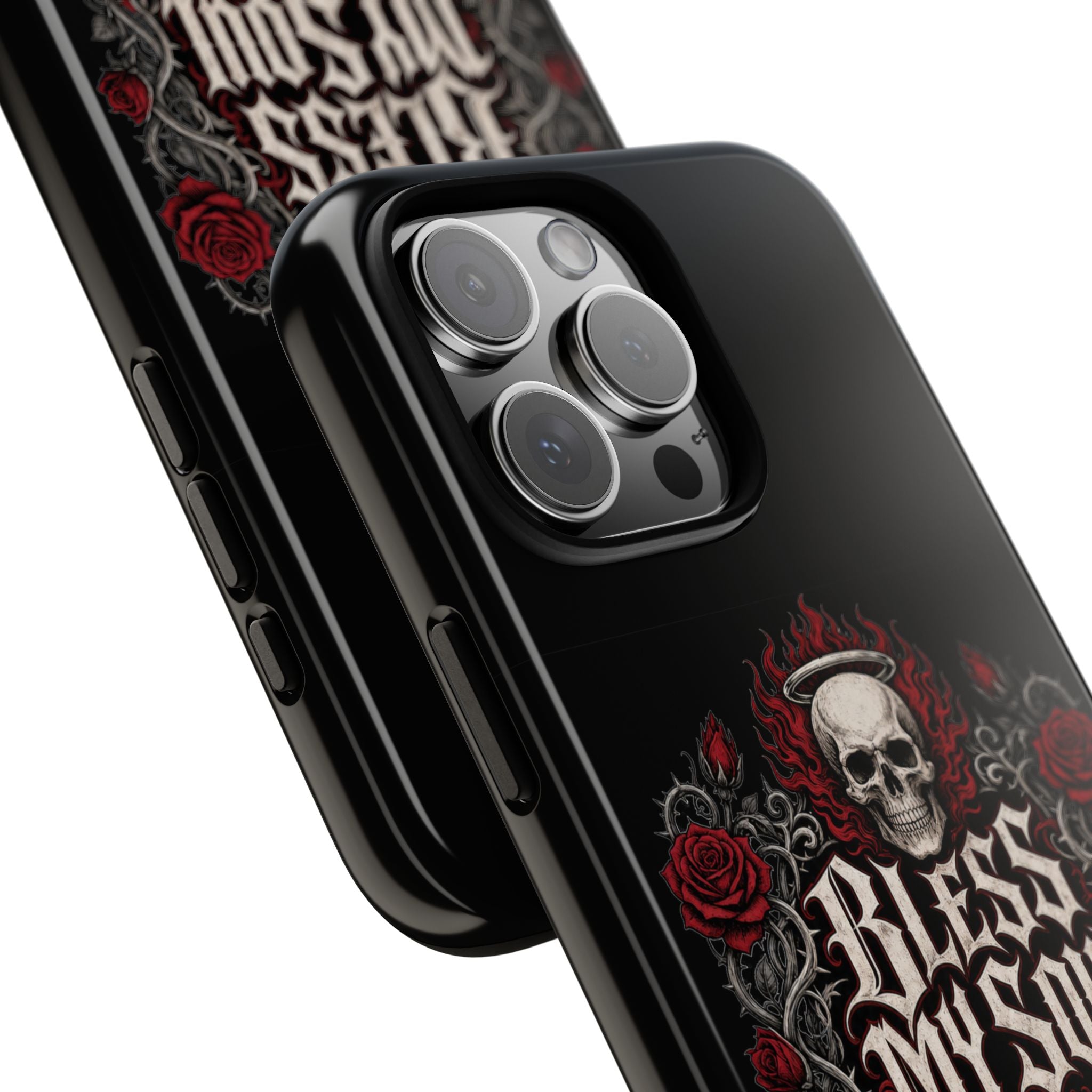 Bless My Soul Rock and Roll Phone Case — Gothic Skull & Roses Tough Case