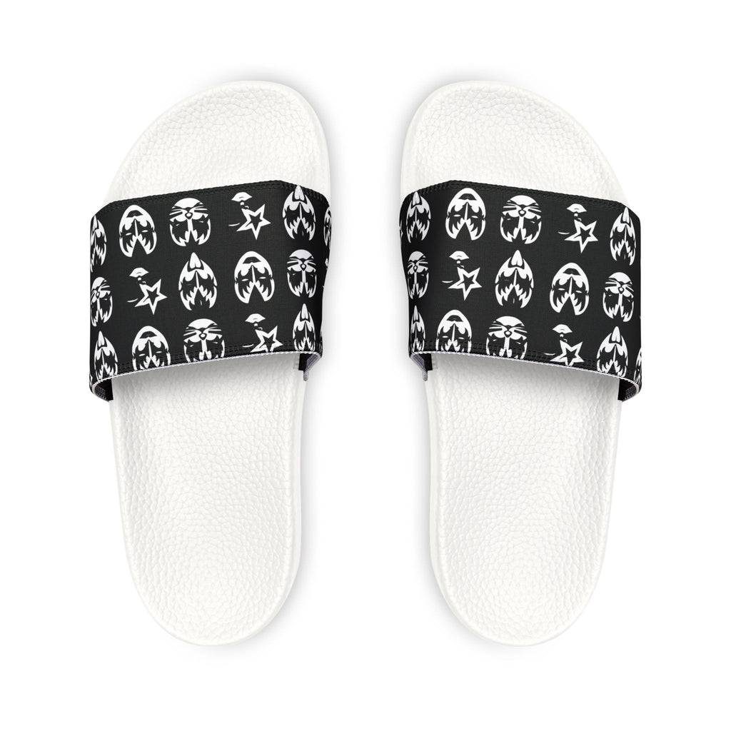 Men's Removable-Strap Sandals — Kiss tribute Black Skull Pattern Slide Sandals