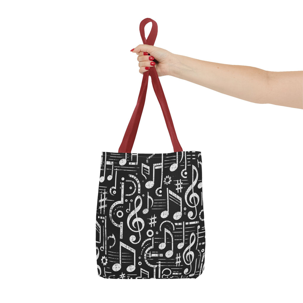 Musical Notes Pattern Tote Bag – Black & White Music Lover AOP Tote