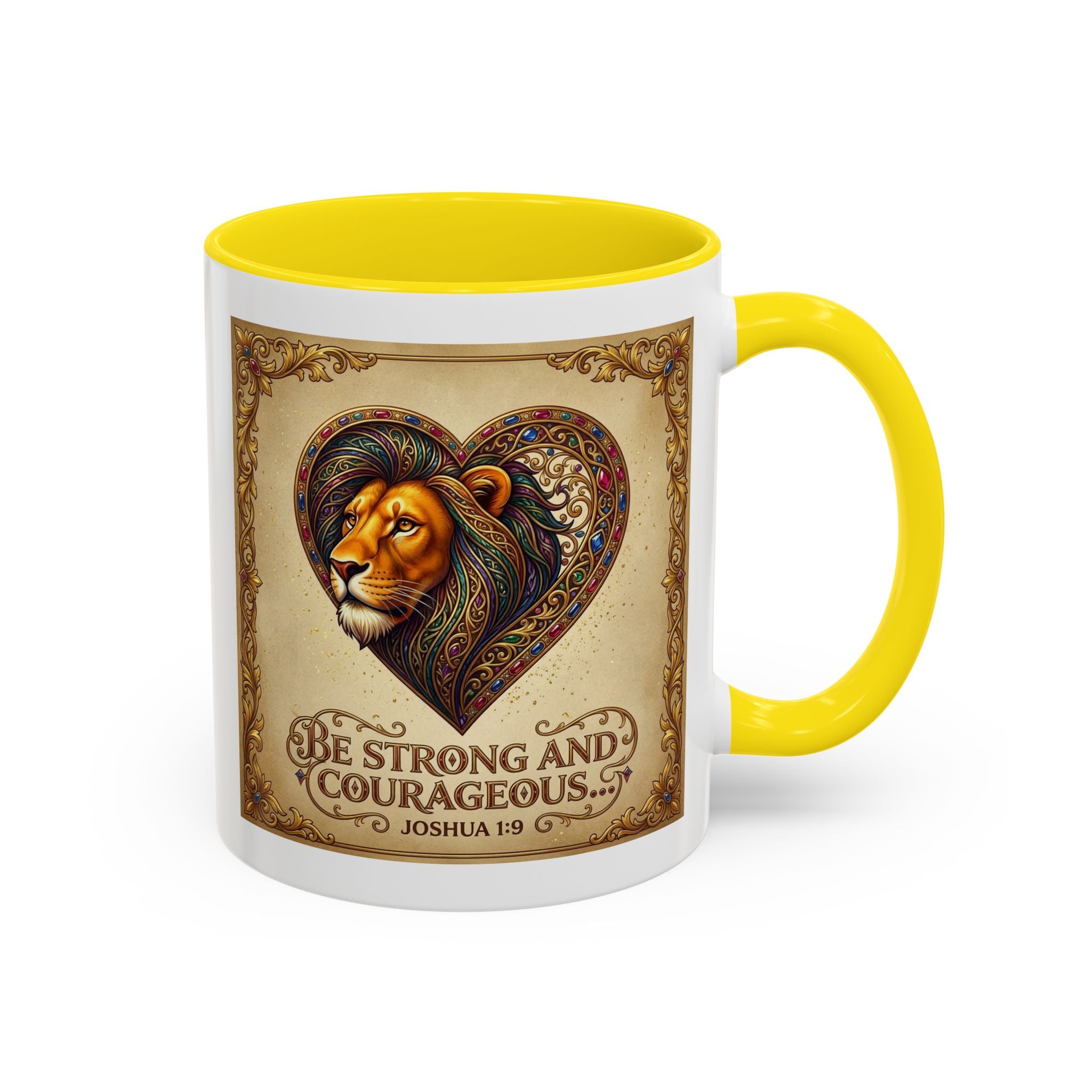 Accent Coffee Mug (11, 15oz) "Be strong and courageous" Joshua 1:9