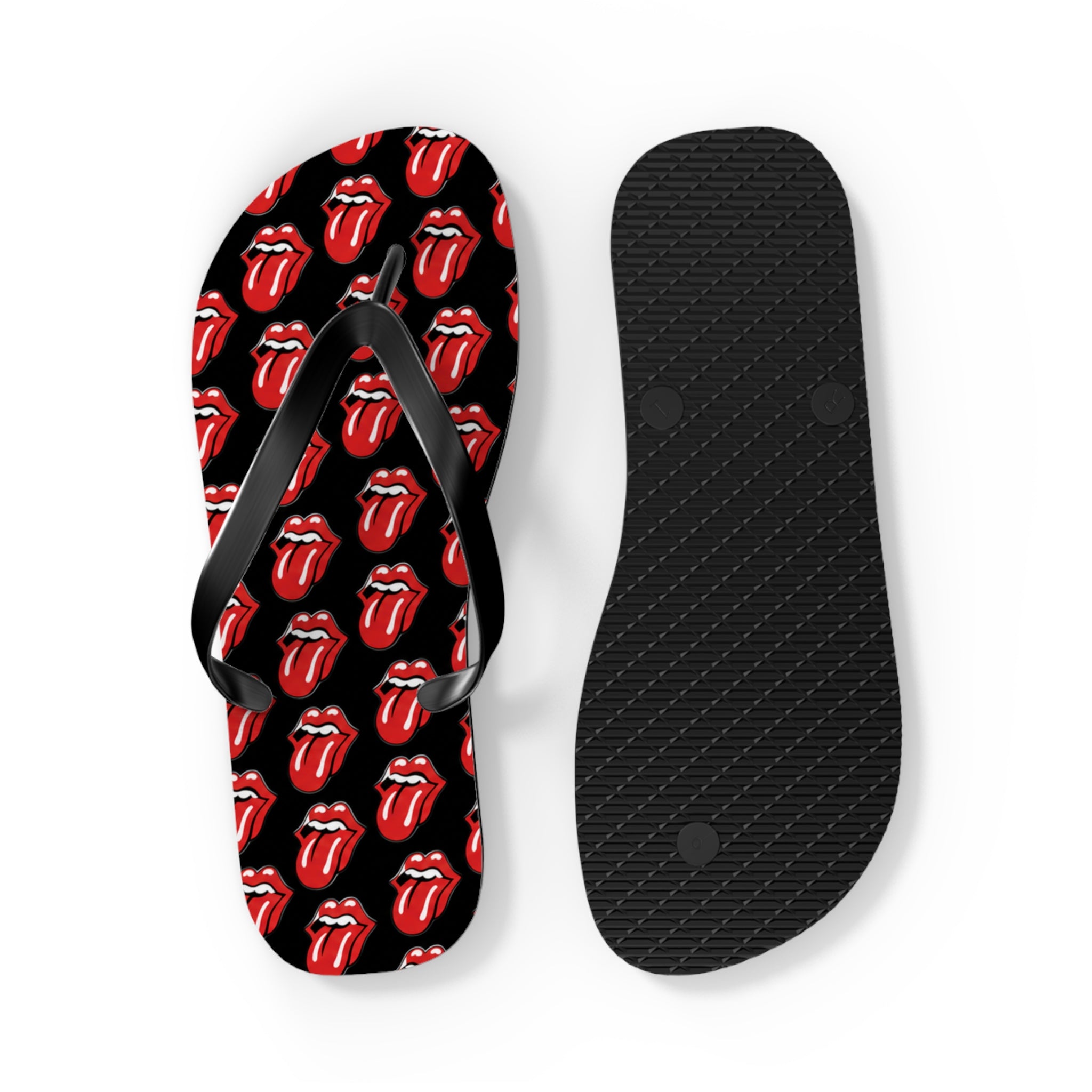 Rolling Stones Flip Flops — Black, Red & White Rock Star Beach Sandals