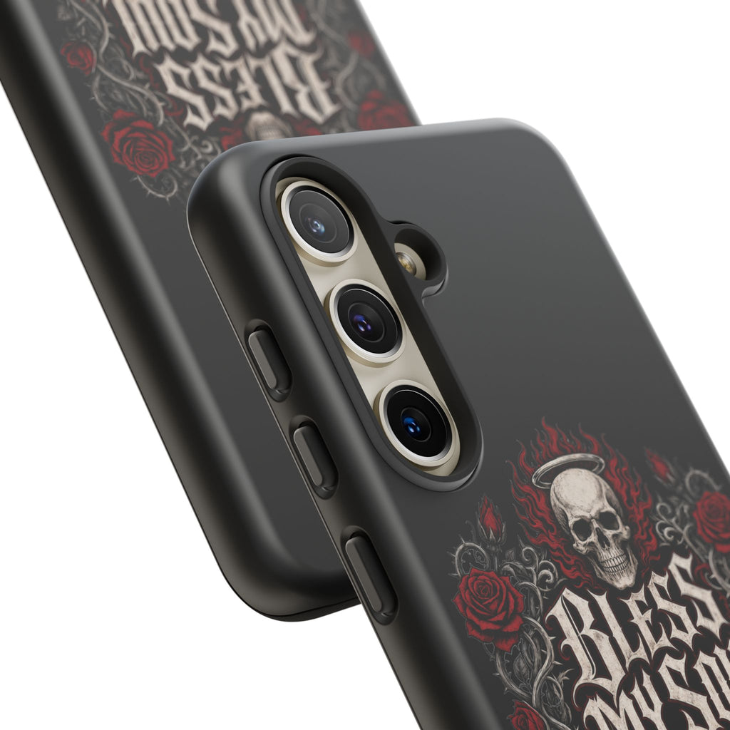 Bless My Soul Rock and Roll Phone Case — Gothic Skull & Roses Tough Case